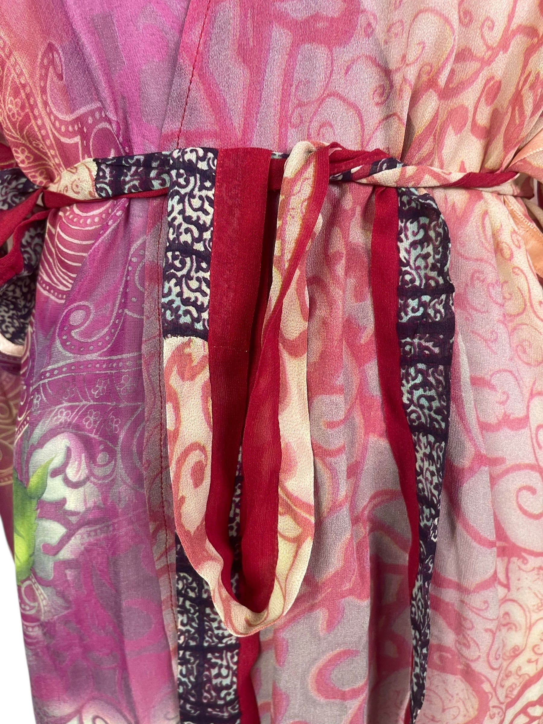 PRG8515 Sheer Avatar Pure Silk Kimono-Sleeved Jacket with Belt