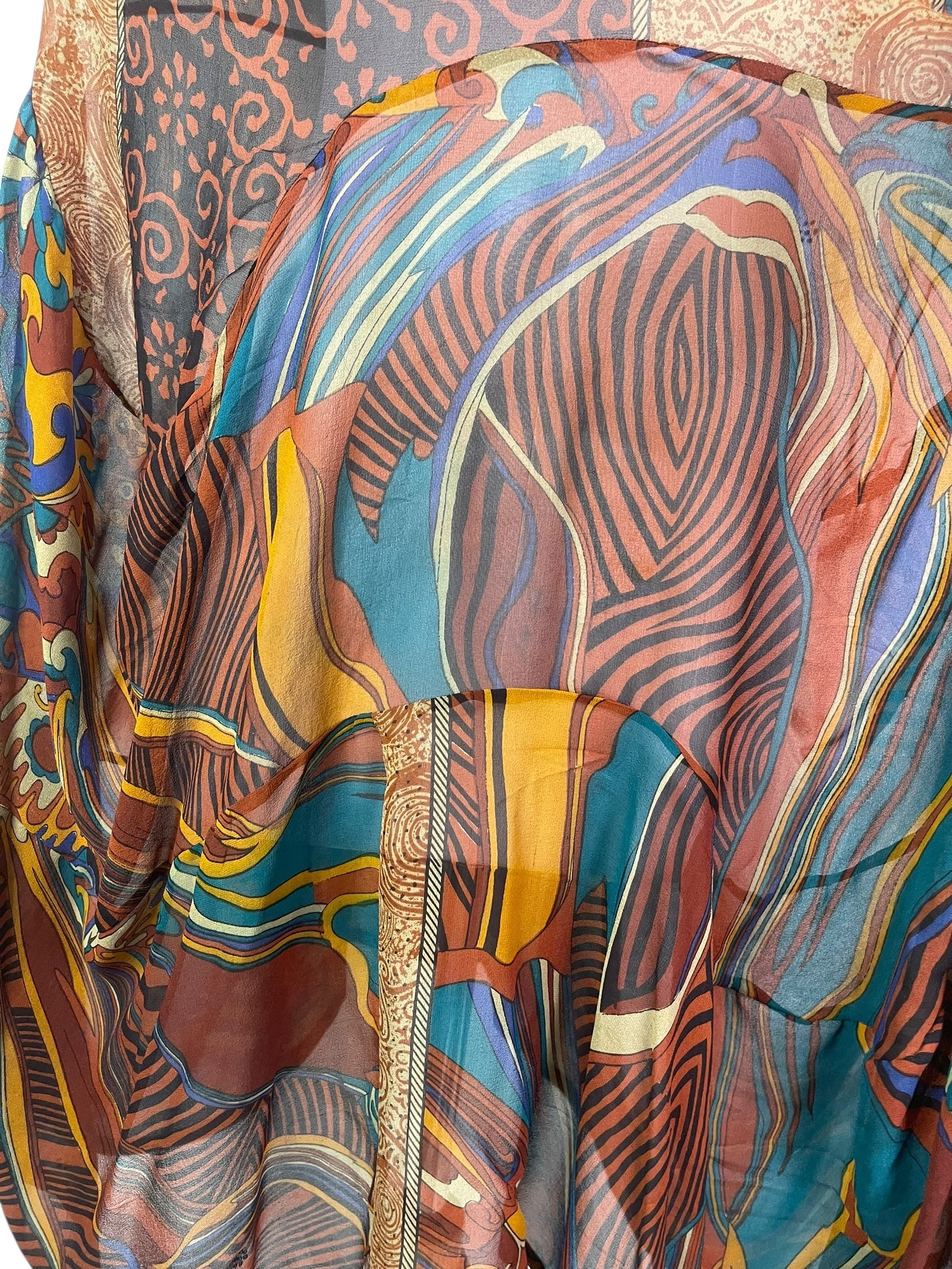 PRG7904 Sheer Avatar Pure Silk Sculptural Long Tunic Dress