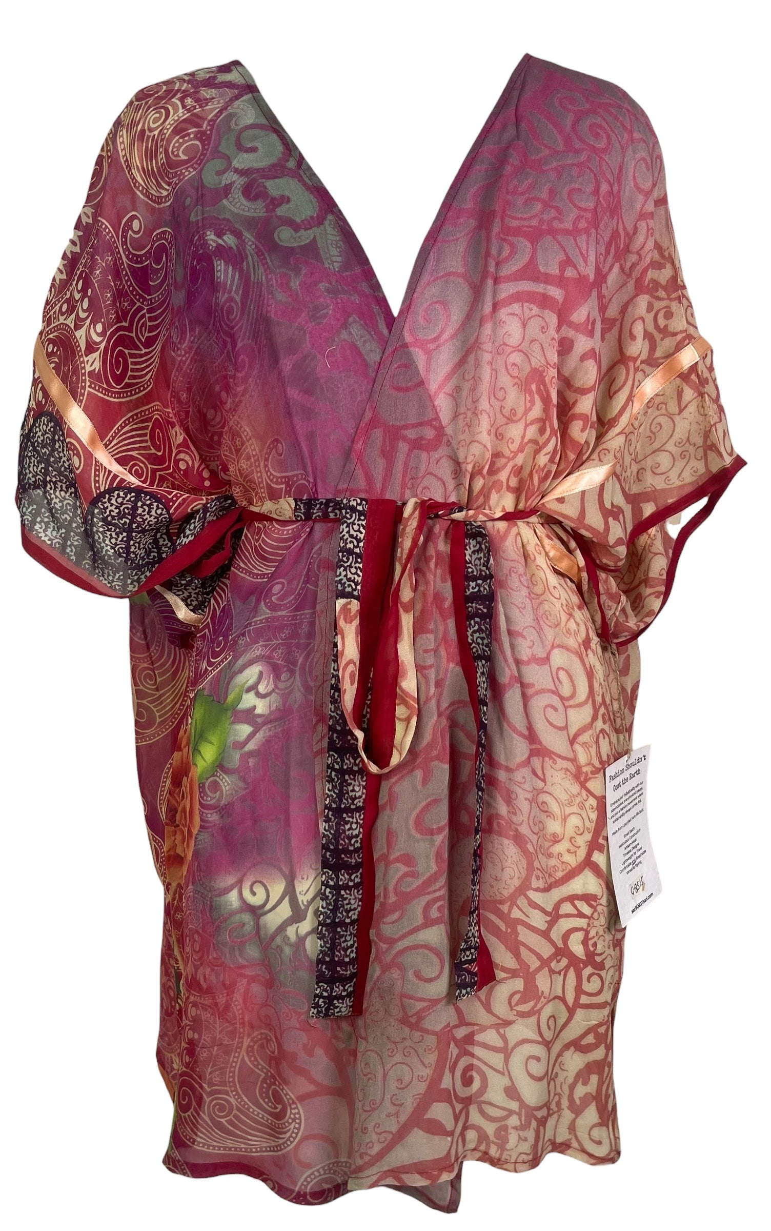 PRG8515 Sheer Avatar Pure Silk Kimono-Sleeved Jacket with Belt