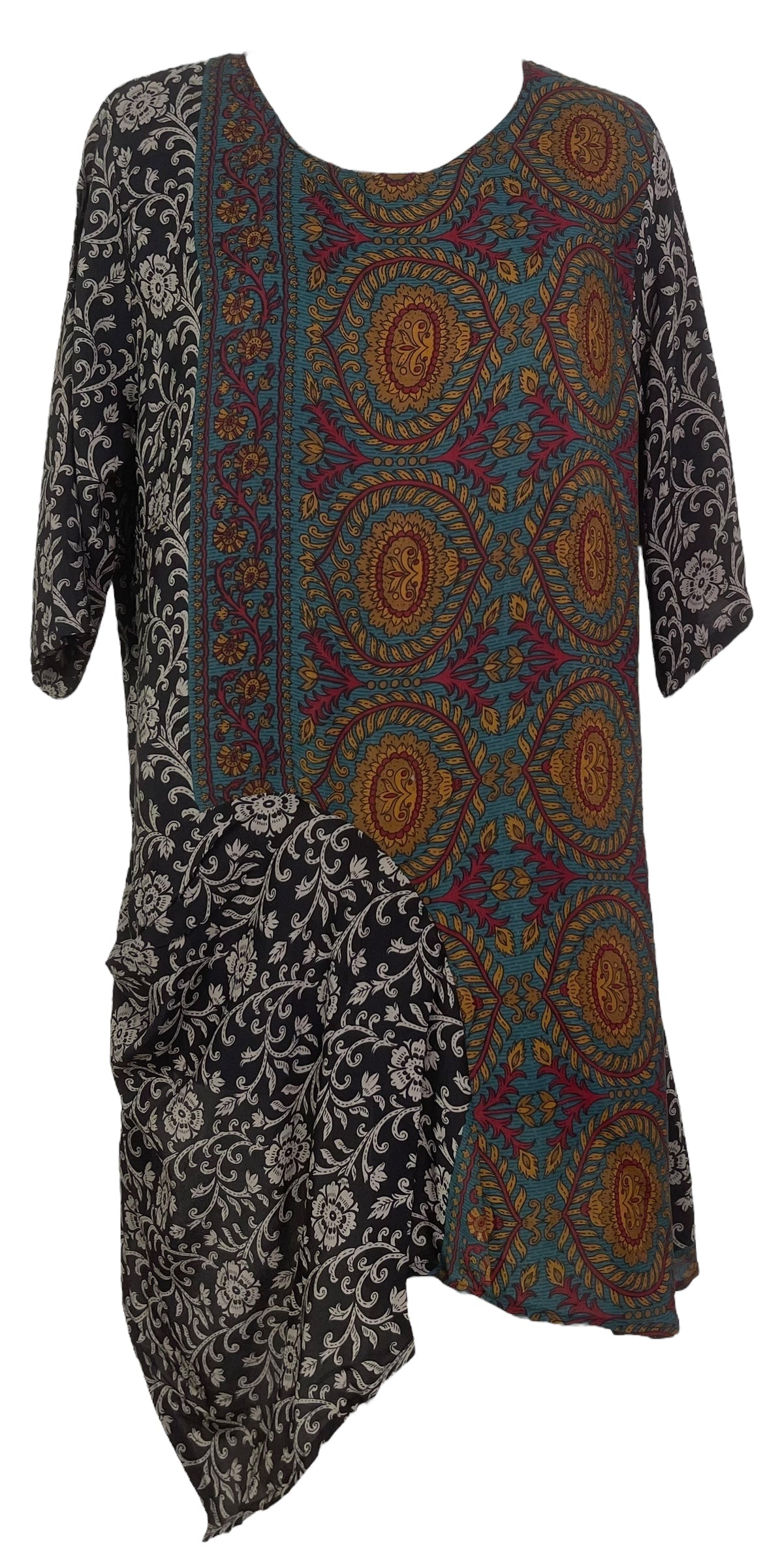 PRC7802 Avatar Pure Silk Self Pocket Tunic Dress
