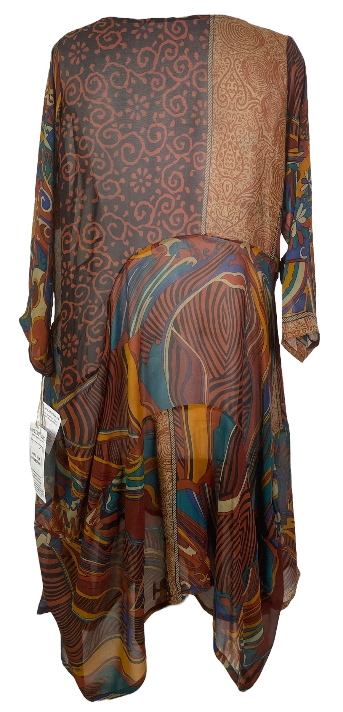 PRG7904 Sheer Avatar Pure Silk Sculptural Long Tunic Dress