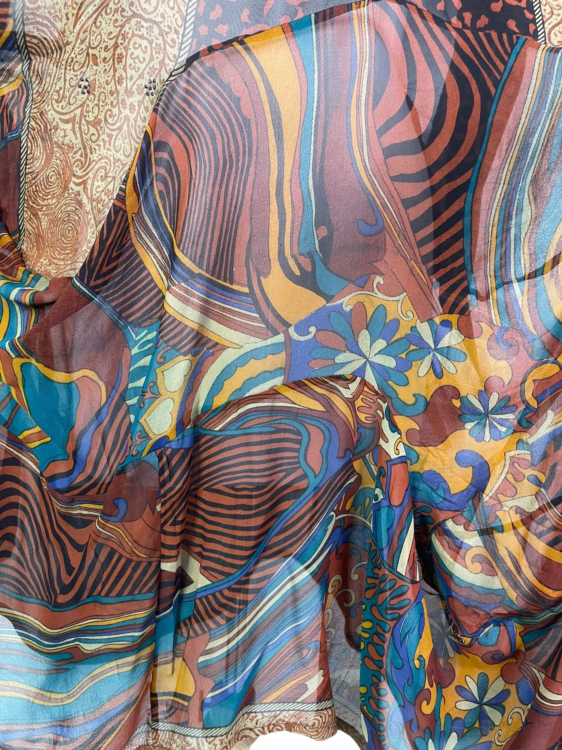 PRG7904 Sheer Avatar Pure Silk Sculptural Long Tunic Dress