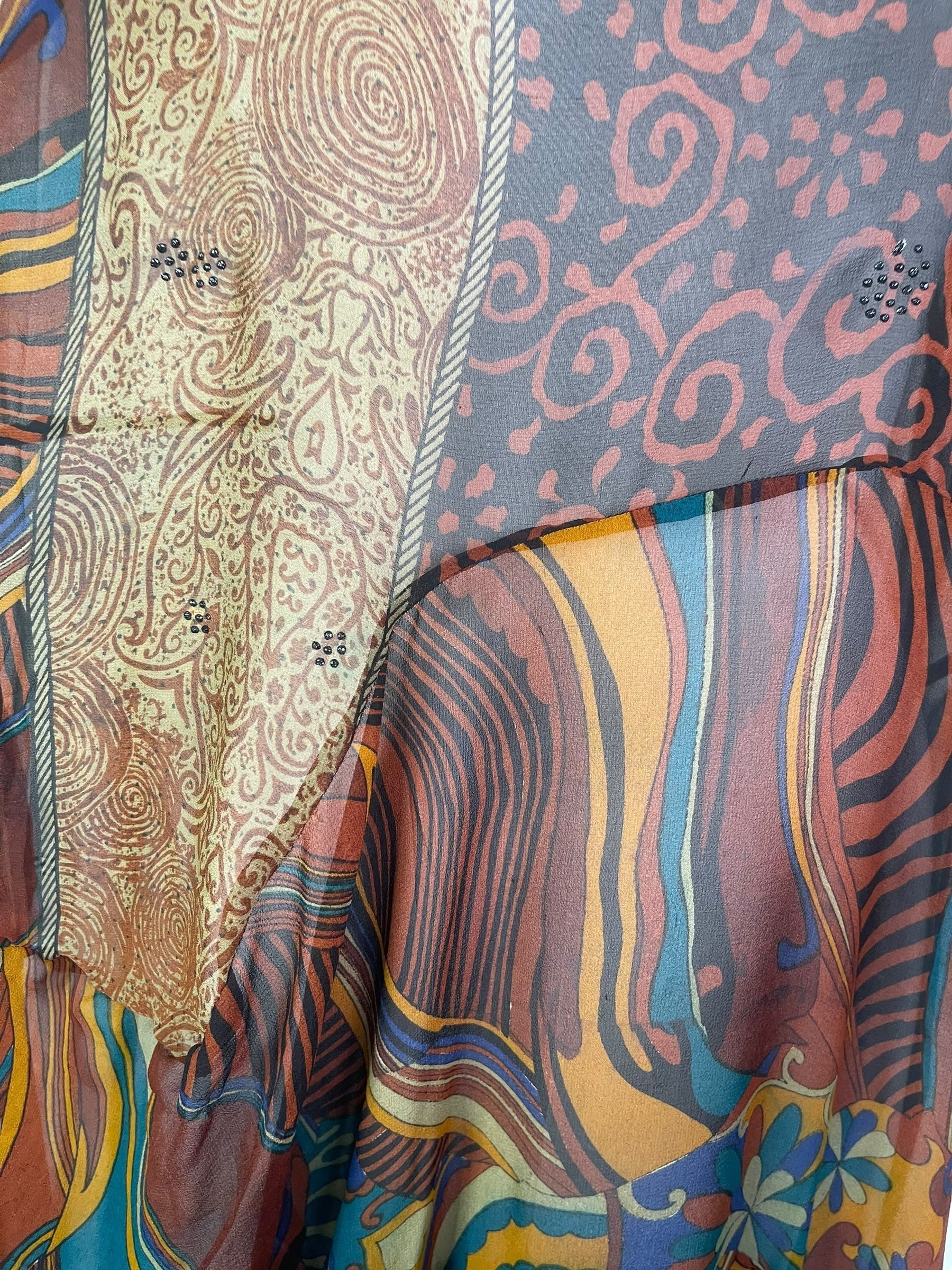 PRG7904 Sheer Avatar Pure Silk Sculptural Long Tunic Dress