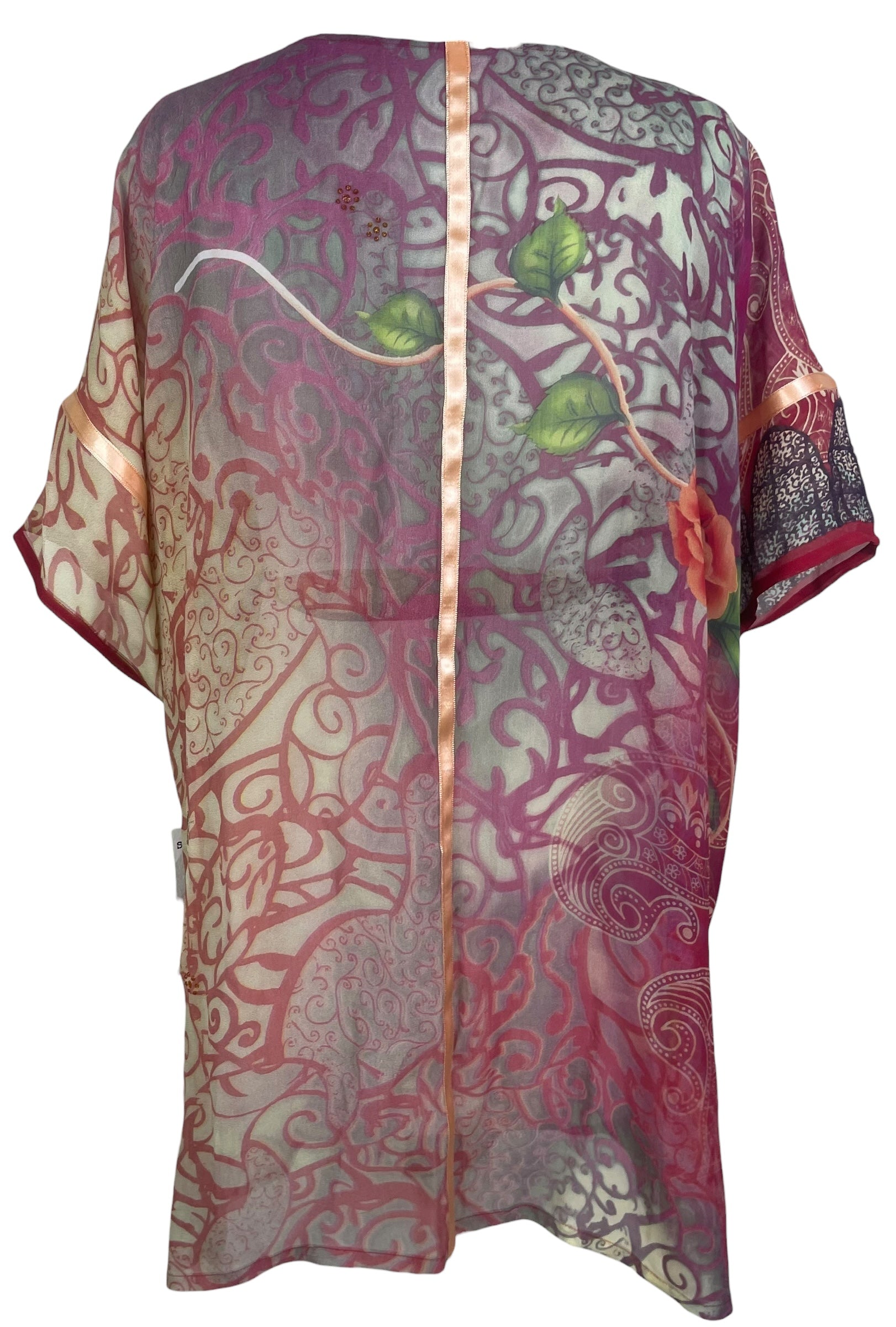 PRG8515 Sheer Avatar Pure Silk Kimono-Sleeved Jacket with Belt