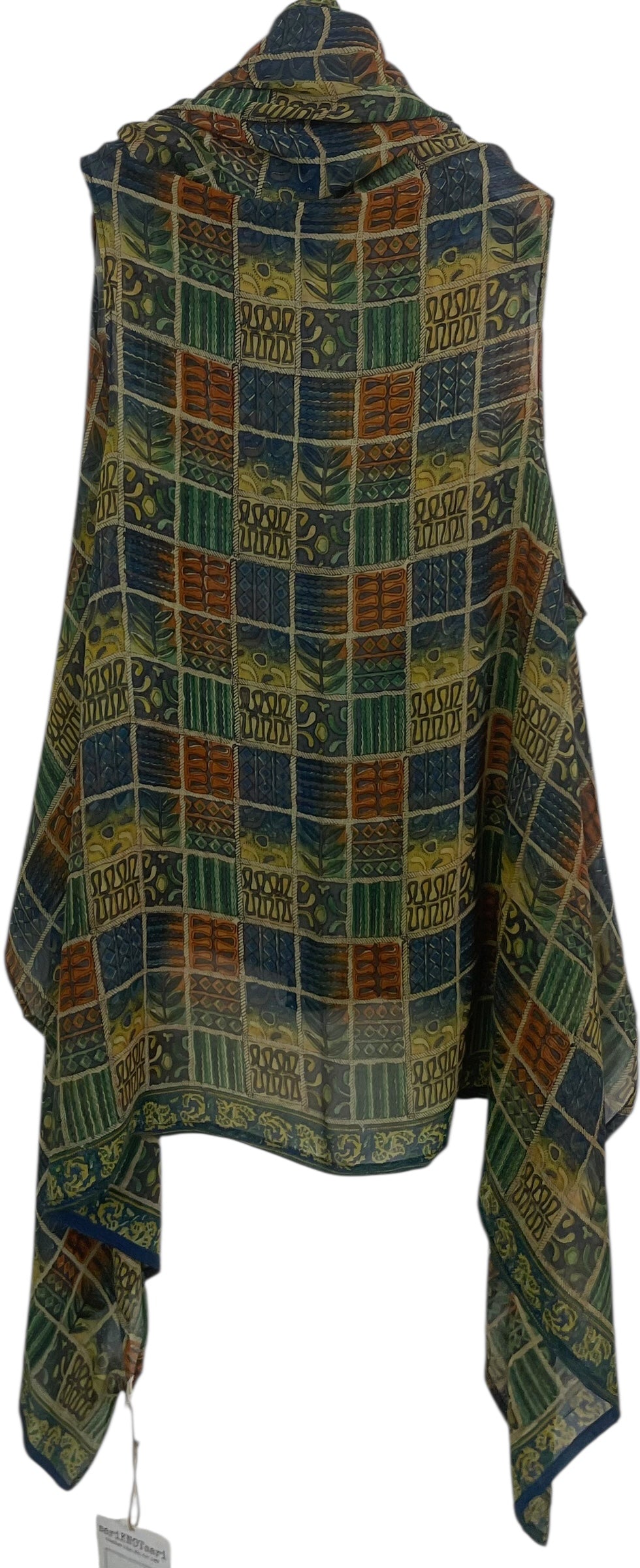 PREVIEW PRG8711 Sheer  Avatar Pure Silk Versatile Vest by MARCH2026 – Handmade ethical Vest from sariKNOTsari using upcycled silk. Designed in Canada for travel and slow fashion, loved from Toronto to LA to Sydney. Featuring Zsiska, Bryn Walker and Artisan Leather coats by Rejean Pepin, Pepin designs