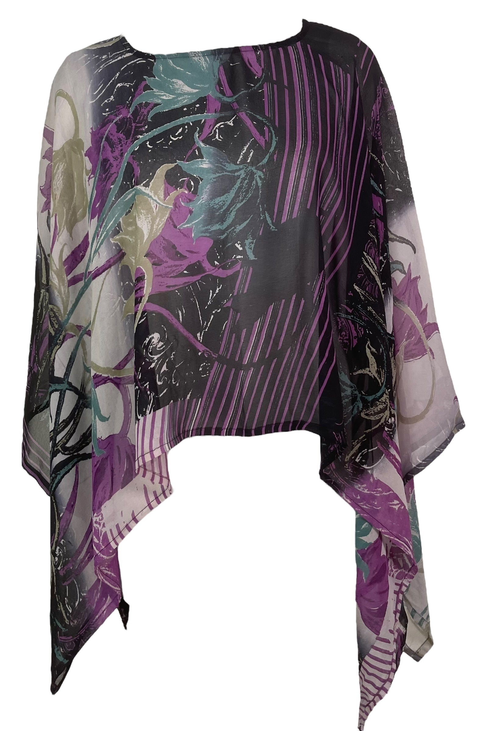 PRG7986 Sheer Pure Silk Wabi Sabi Capelet Poncho