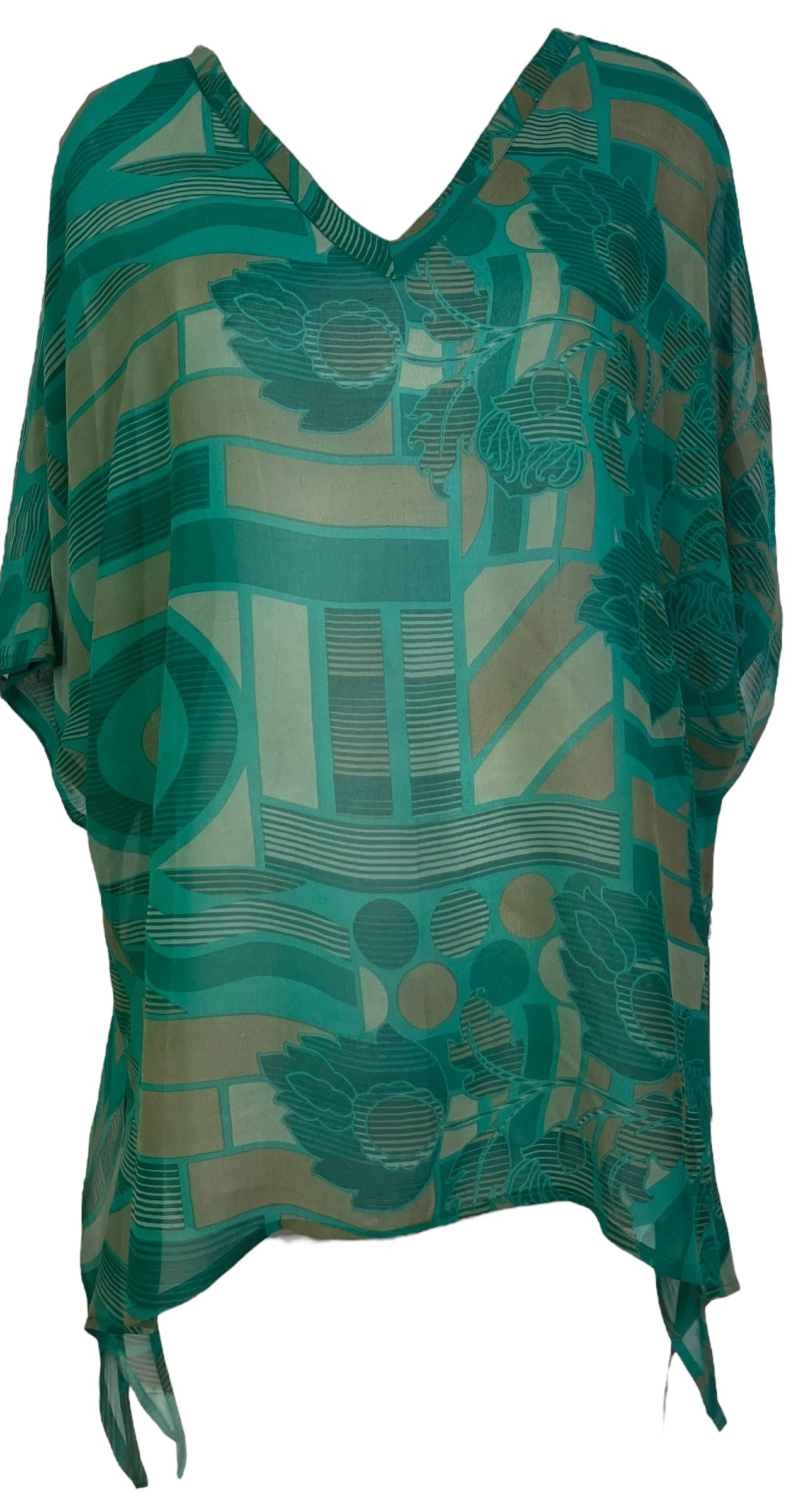 PRG8047 Sheer Avatar Pure Silk Long Tunic with Side Ties