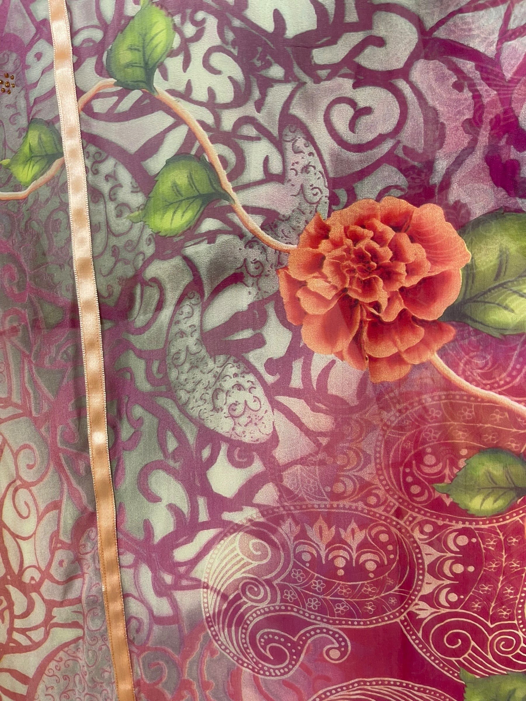 PRG8515 Sheer Avatar Pure Silk Kimono-Sleeved Jacket with Belt