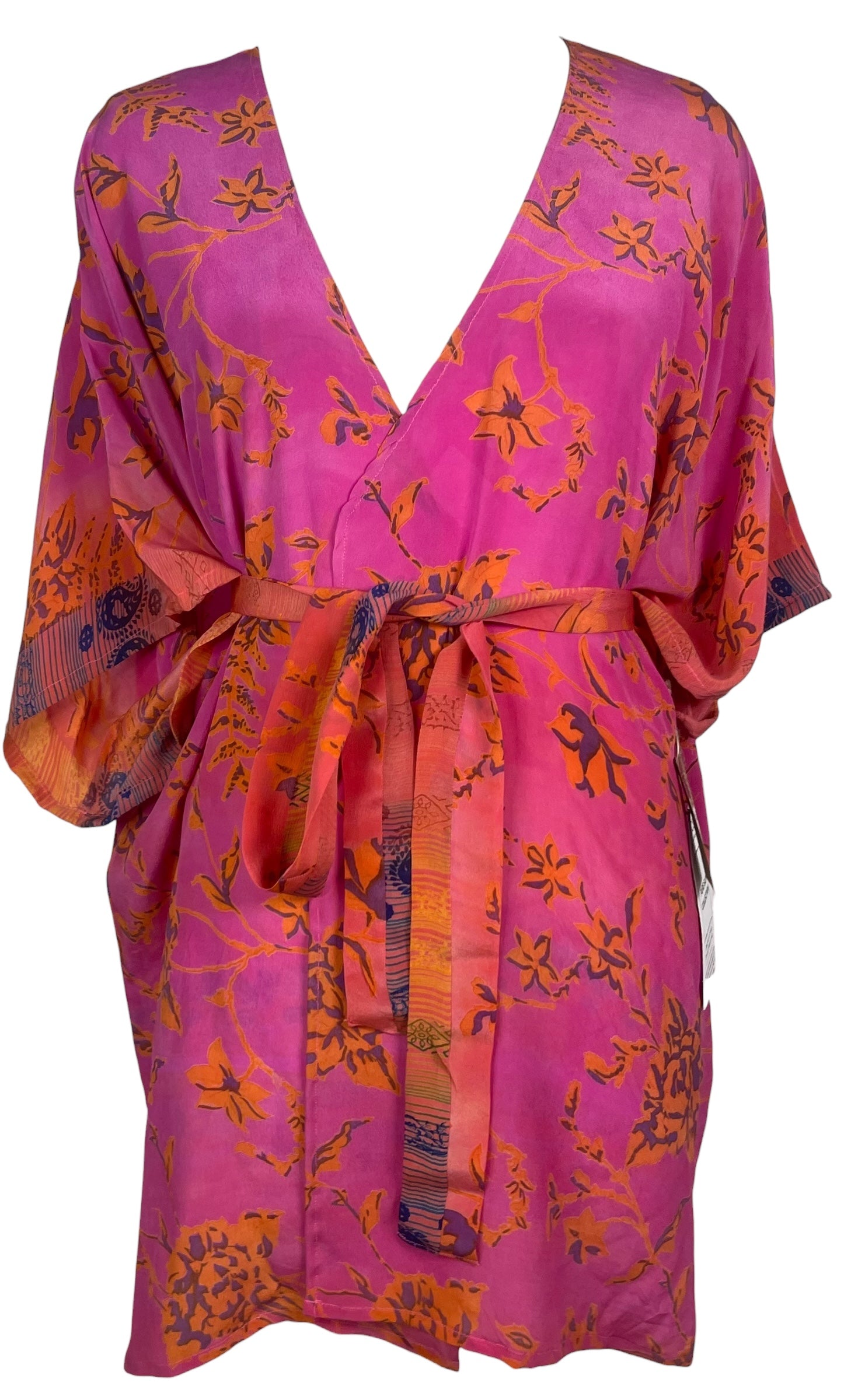 PRC8501 Wabi Sabi Pure Silk Kimono-Sleeved Jacket with Belt