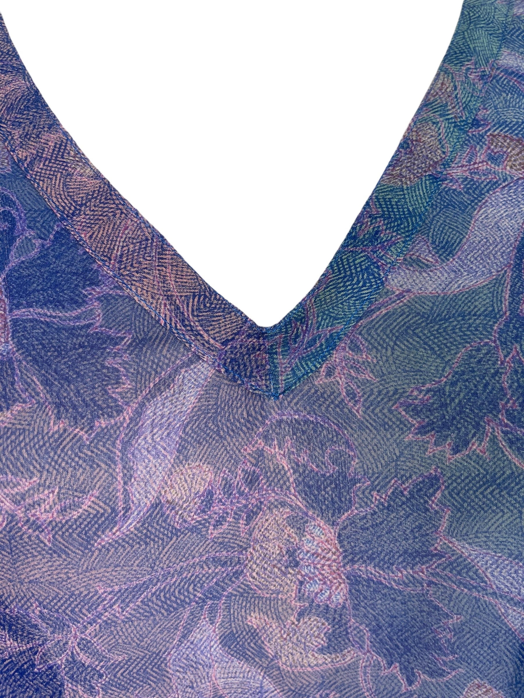 PRG8432 Sheer Avatar Pure Silk Short Kaftan Tunic with Slits