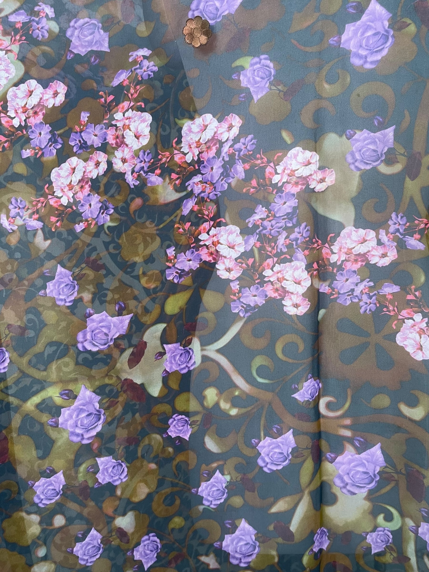 PRG8577 Sheer Avatar Pure Silk Midi Length Kaftan