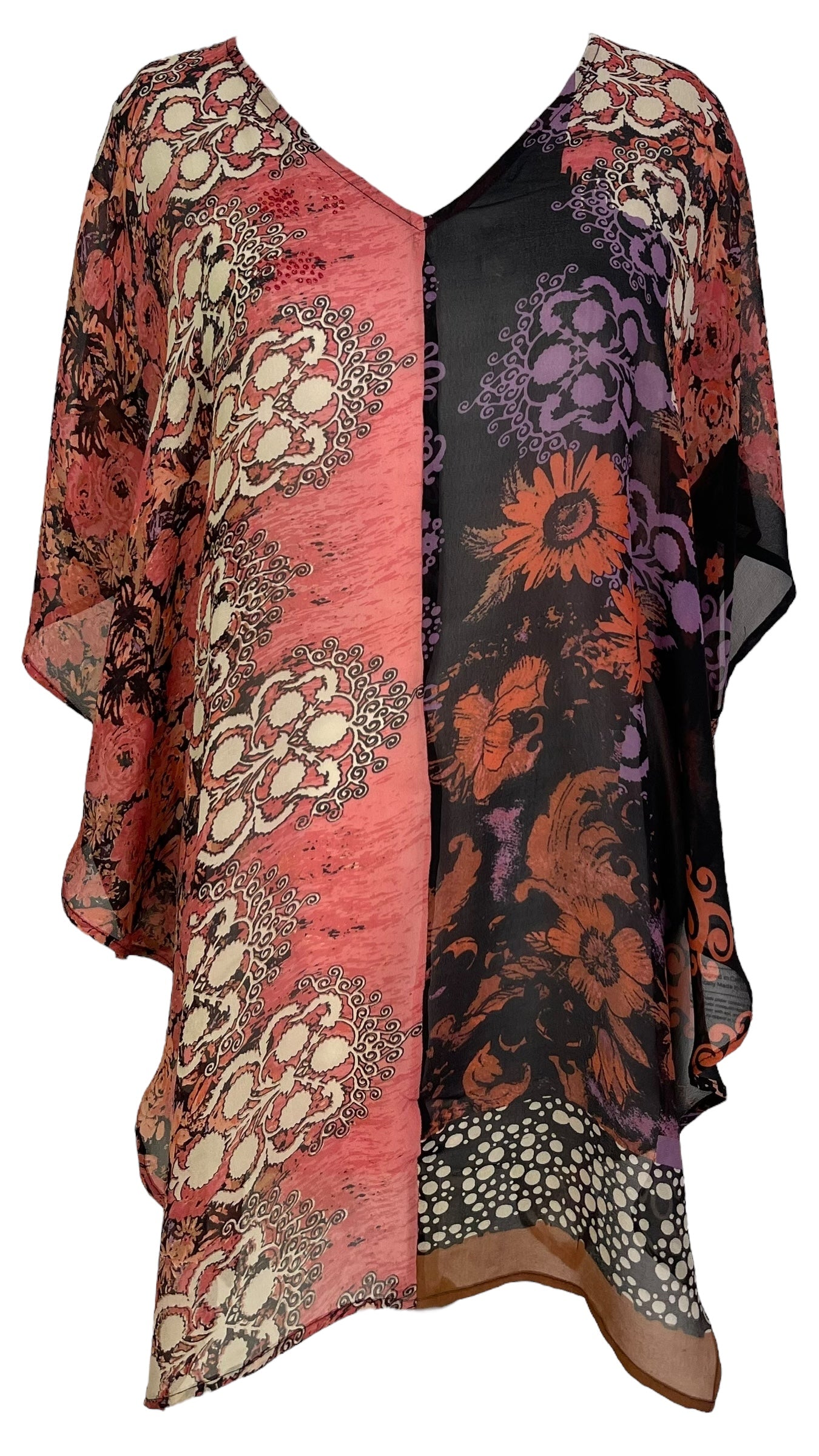 PRG7054 Sheer Avatar Pure Silk Waterfall Top