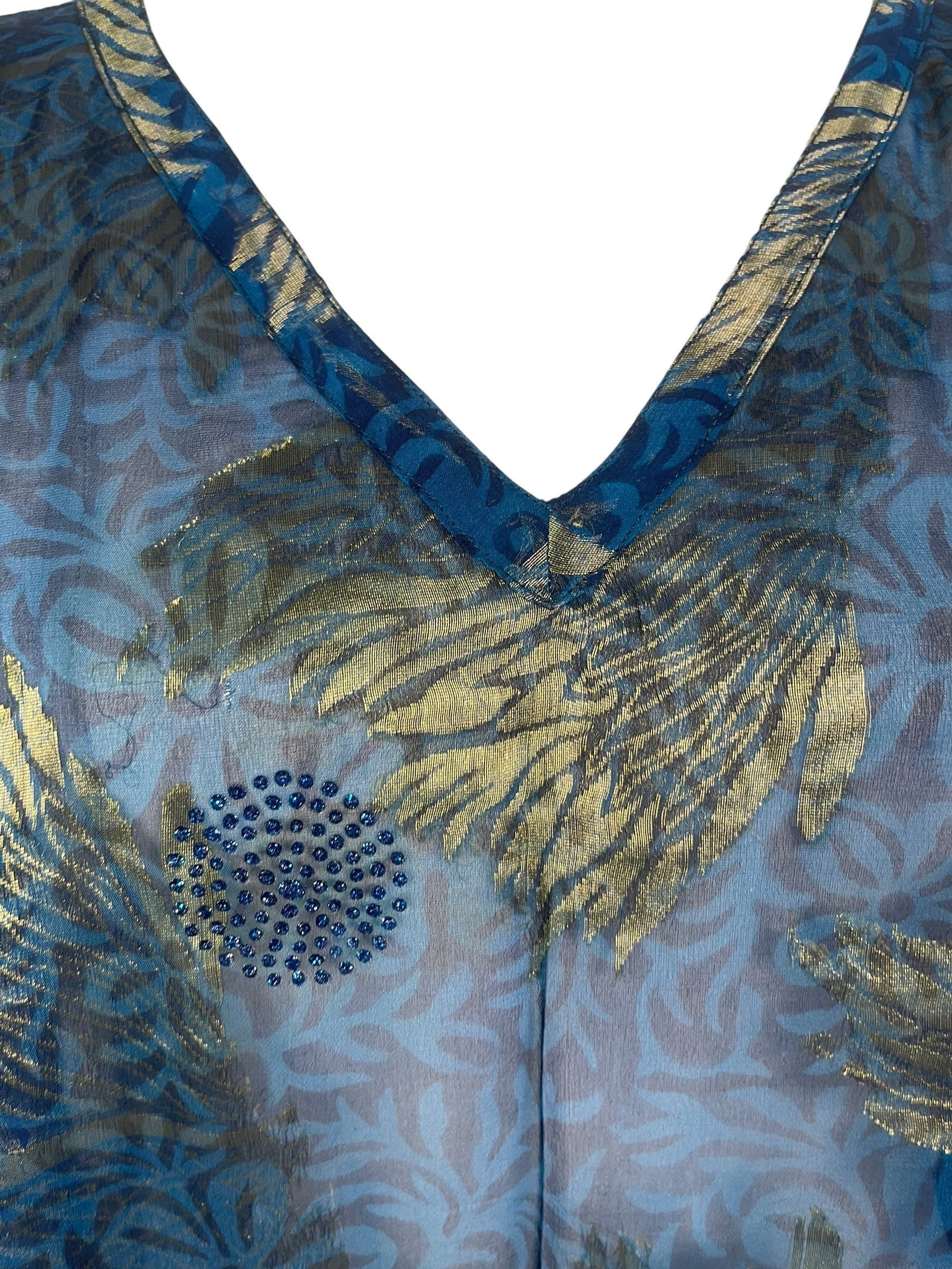 PRG8429 Sheer Avatar Pure Silk Short Kaftan Tunic with Slits