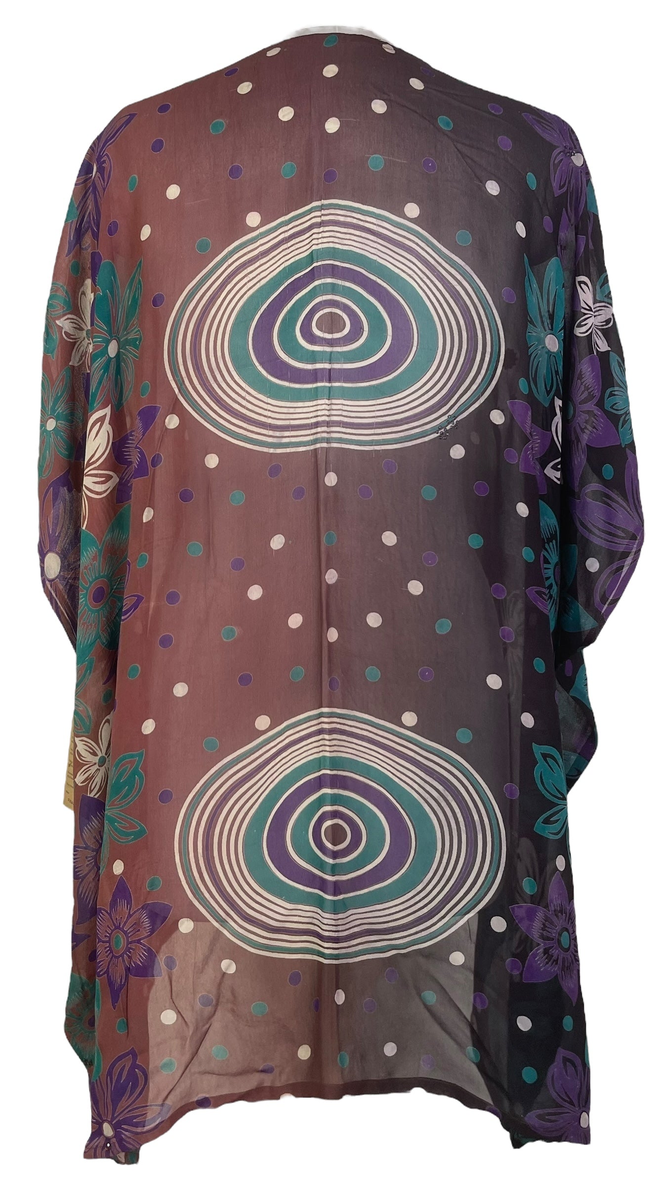 PRG7358 Sheer Wabi Sabi Pure Silk Short Kaftan Tunic Without Slits