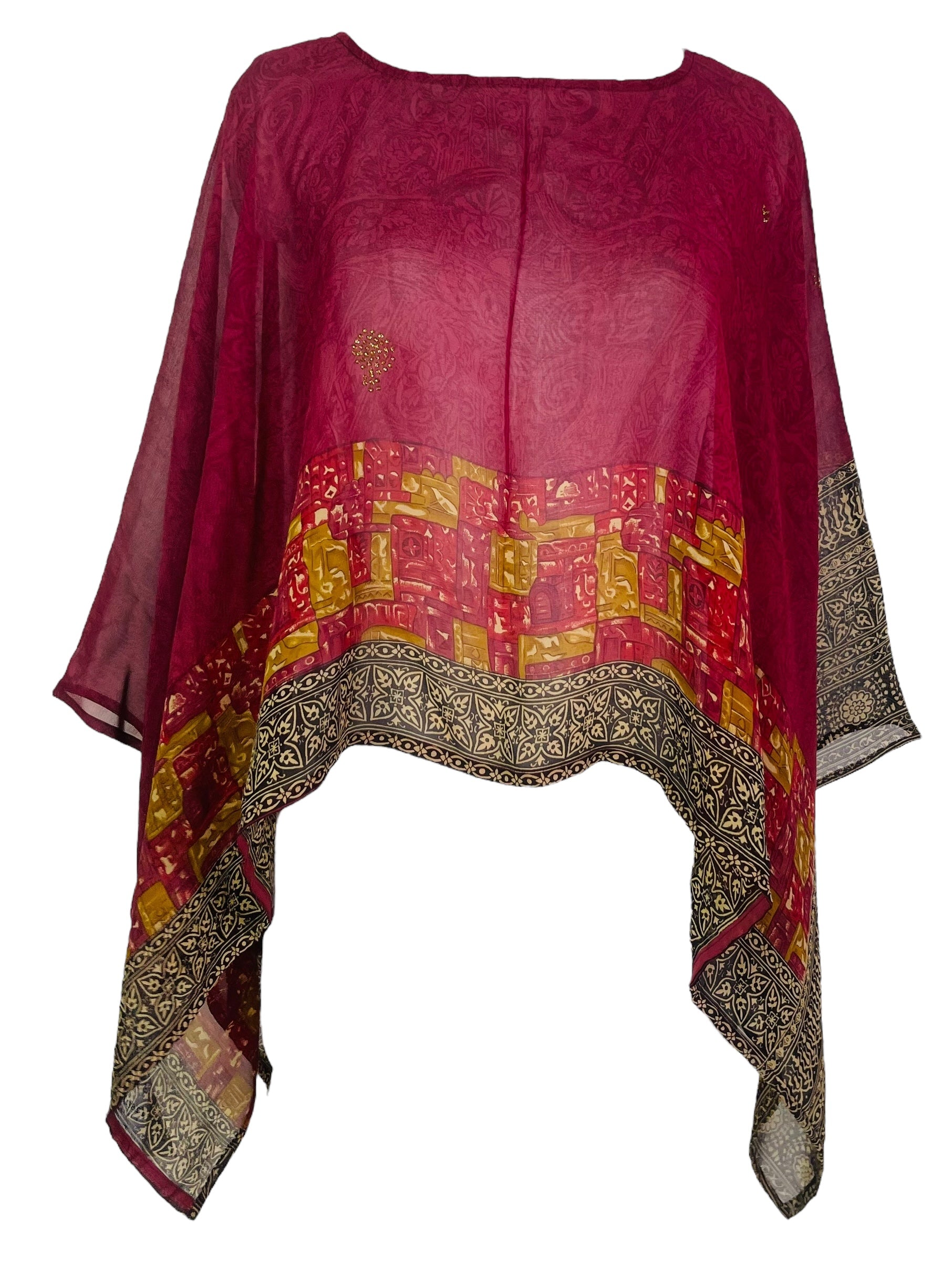 PRG7863 Sheer Avatar Pure Silk Capelet Poncho