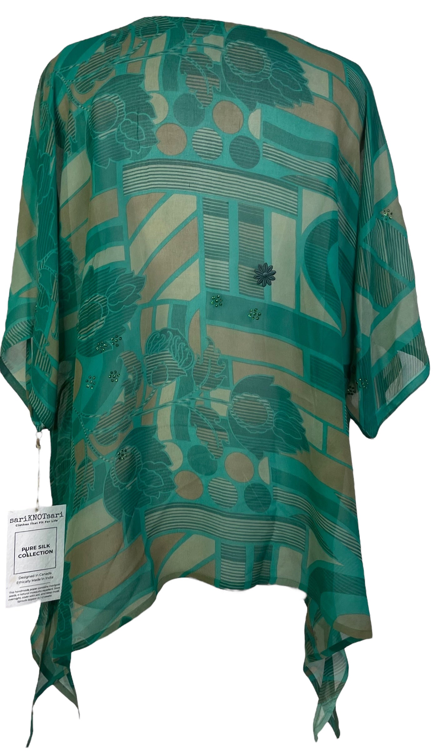 PRG8047 Sheer Avatar Pure Silk Long Tunic with Side Ties