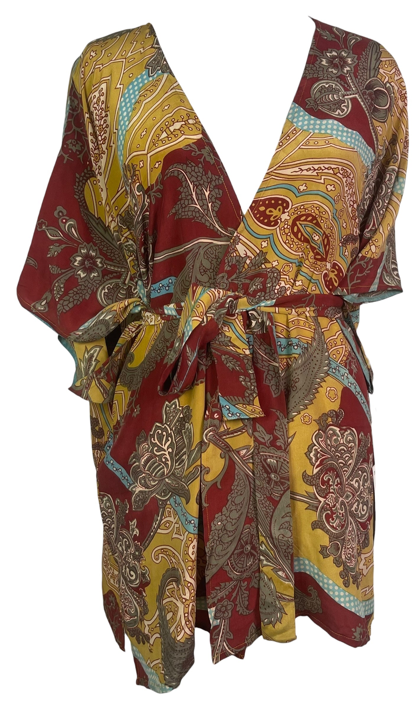 PRC8490 Wabi Sabi Pure Silk Kimono-Sleeved Jacket with Belt