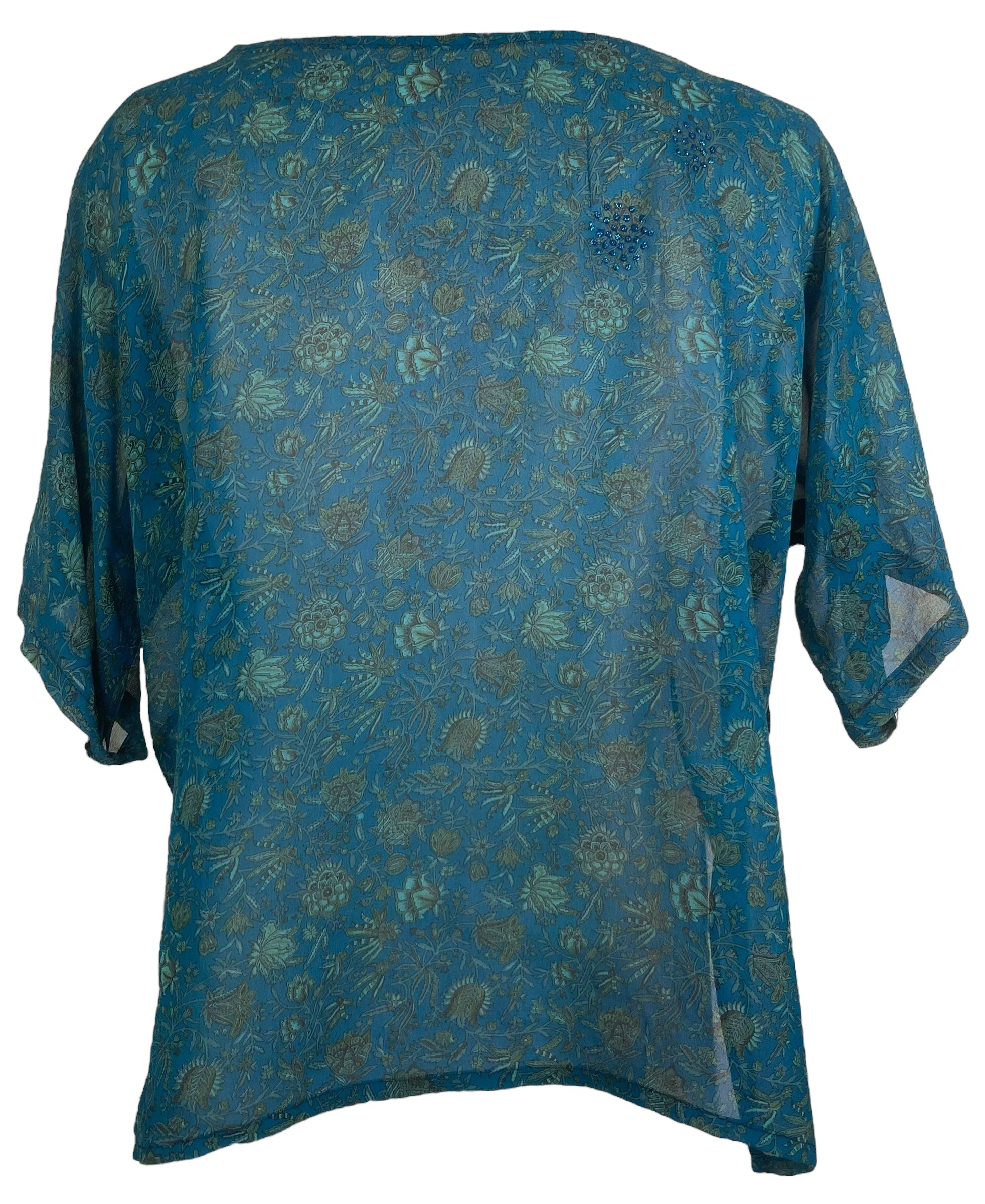 PRG8102 Sheer Avatar Pure Silk Side Slit Top