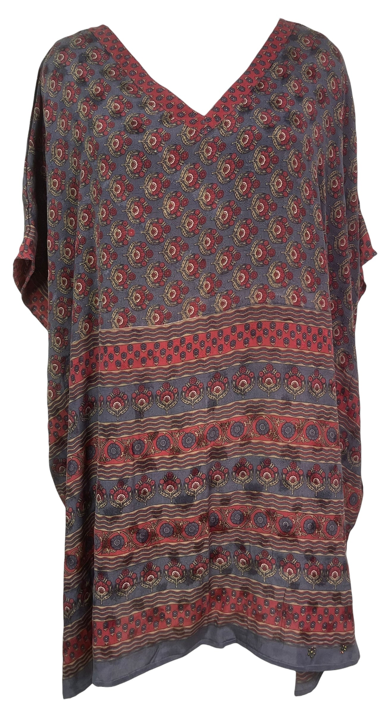 PREVIEW PRC8299 Avatar Pure Silk Short Kaftan Tunic with Slits by FEBRUARY2026 – Handmade ethical Short Kaftan from sariKNOTsari using upcycled silk. Designed in Canada for travel and slow fashion, loved from Toronto to LA to Sydney.