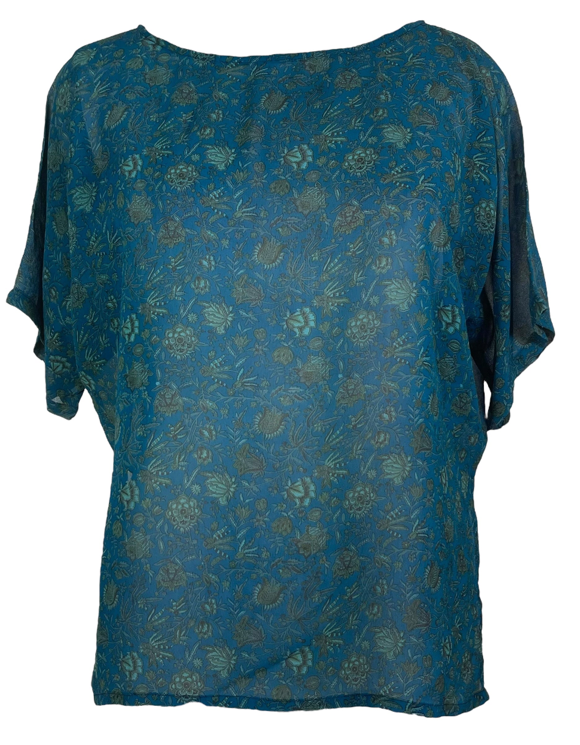 PRG8102 Sheer Avatar Pure Silk Side Slit Top