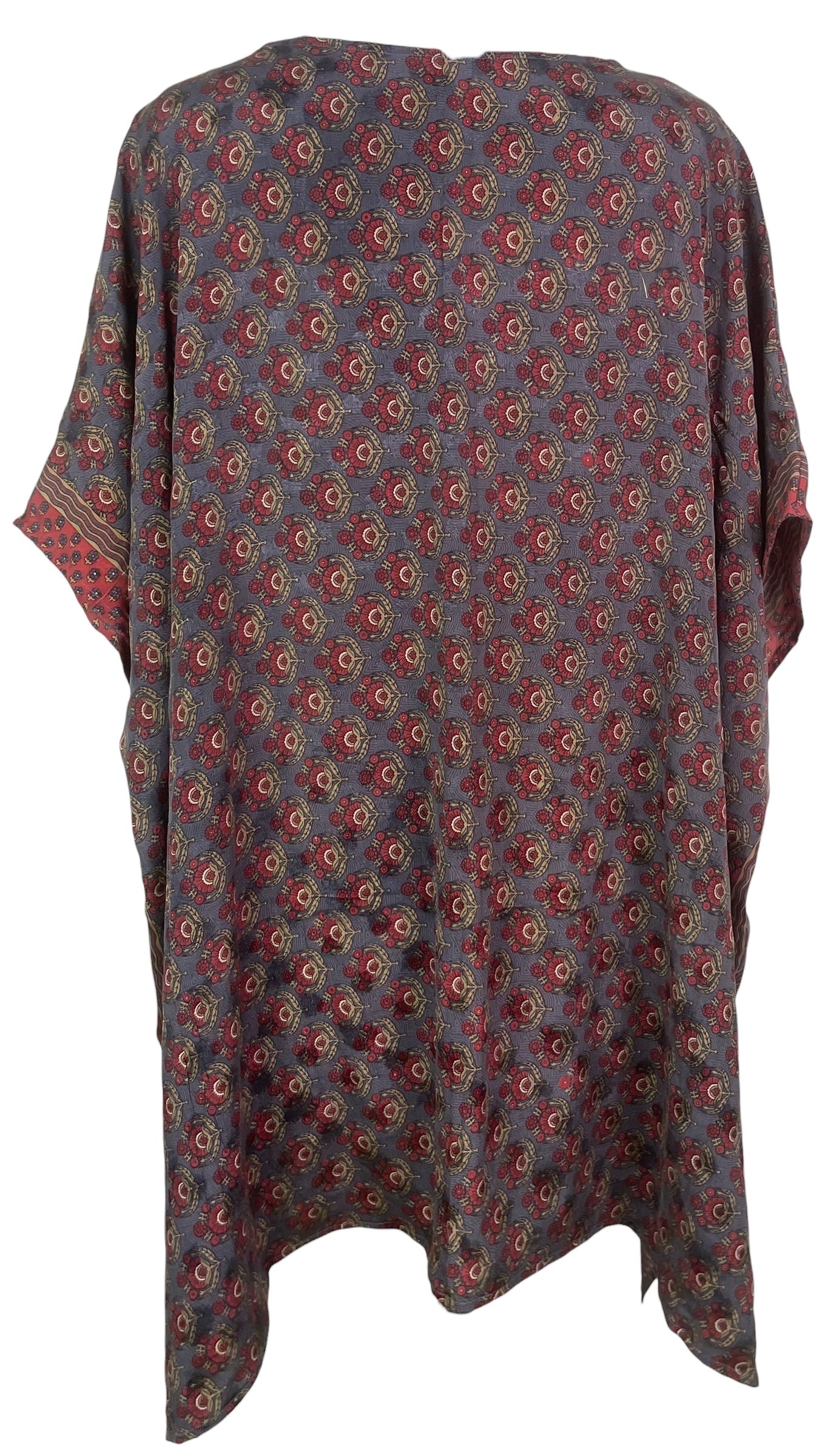 PREVIEW PRC8299 Avatar Pure Silk Short Kaftan Tunic with Slits by FEBRUARY2026 – Handmade ethical Short Kaftan from sariKNOTsari using upcycled silk. Designed in Canada for travel and slow fashion, loved from Toronto to LA to Sydney.