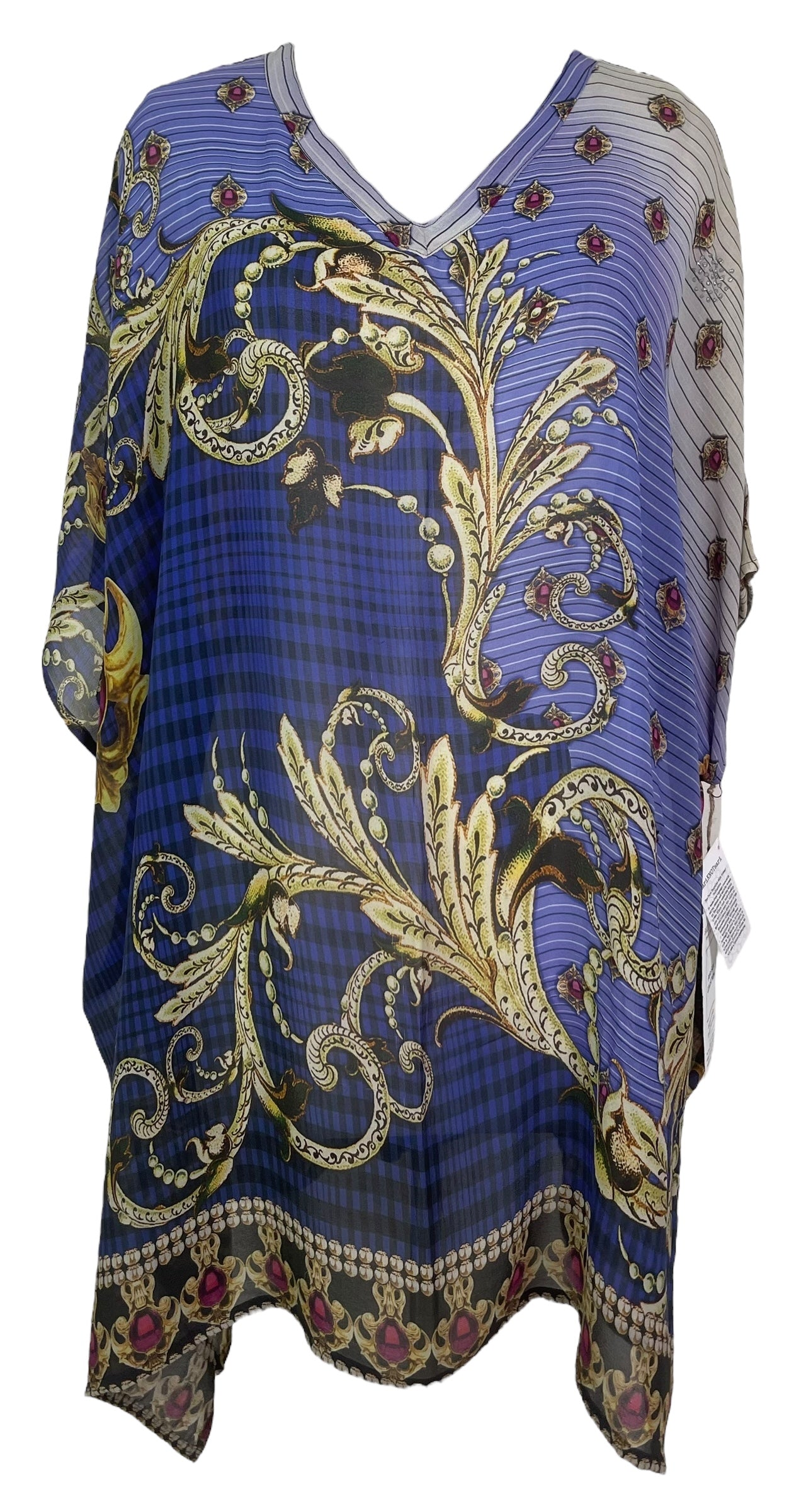 PRG8041 Sheer Wabi Sabi Pure Silk Short Kaftan Tunic with Slits