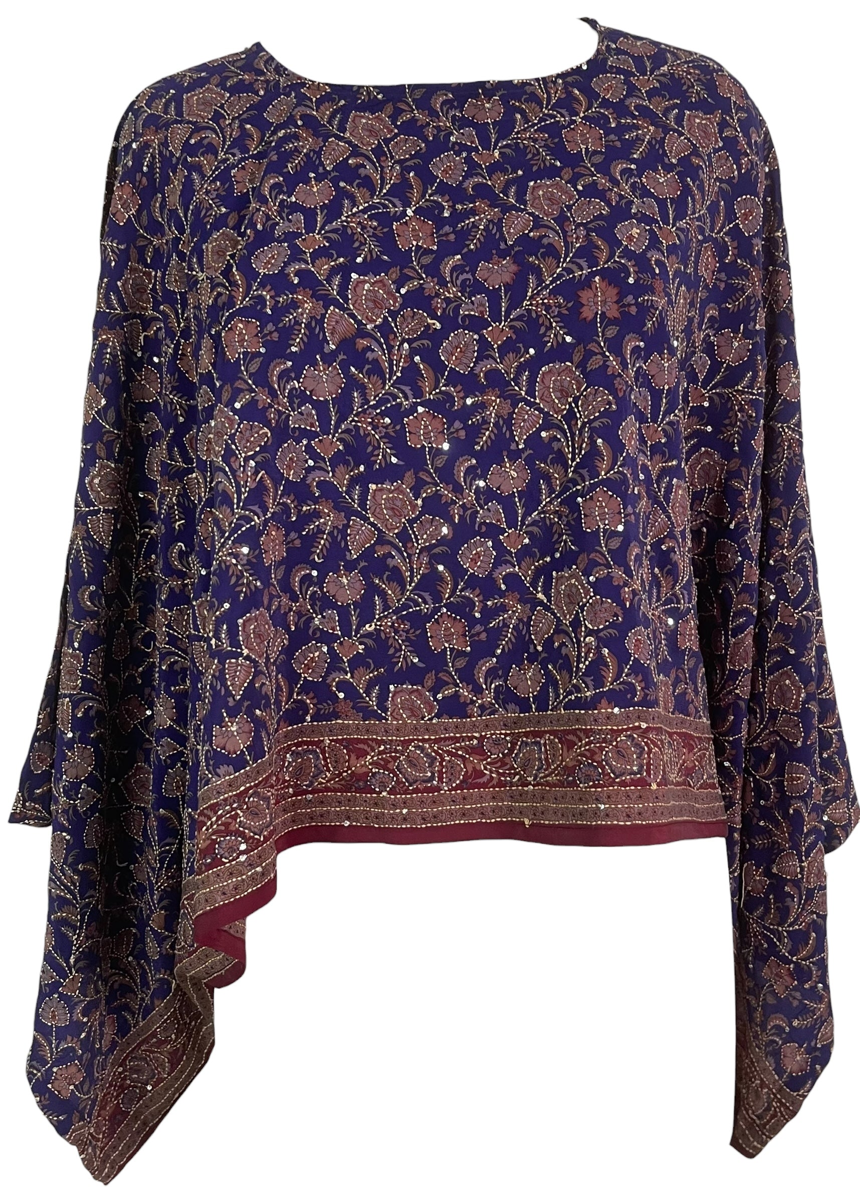 PREVIEW PRC8731  Avatar Pure Silk Kimono-Sleeved Top by MARCH2026 – Handmade ethical Kimono Top from sariKNOTsari using upcycled silk. Designed in Canada for travel and slow fashion, loved from Toronto to LA to Sydney. Featuring Zsiska, Bryn Walker and Artisan Leather coats by Rejean Pepin, Pepin designs