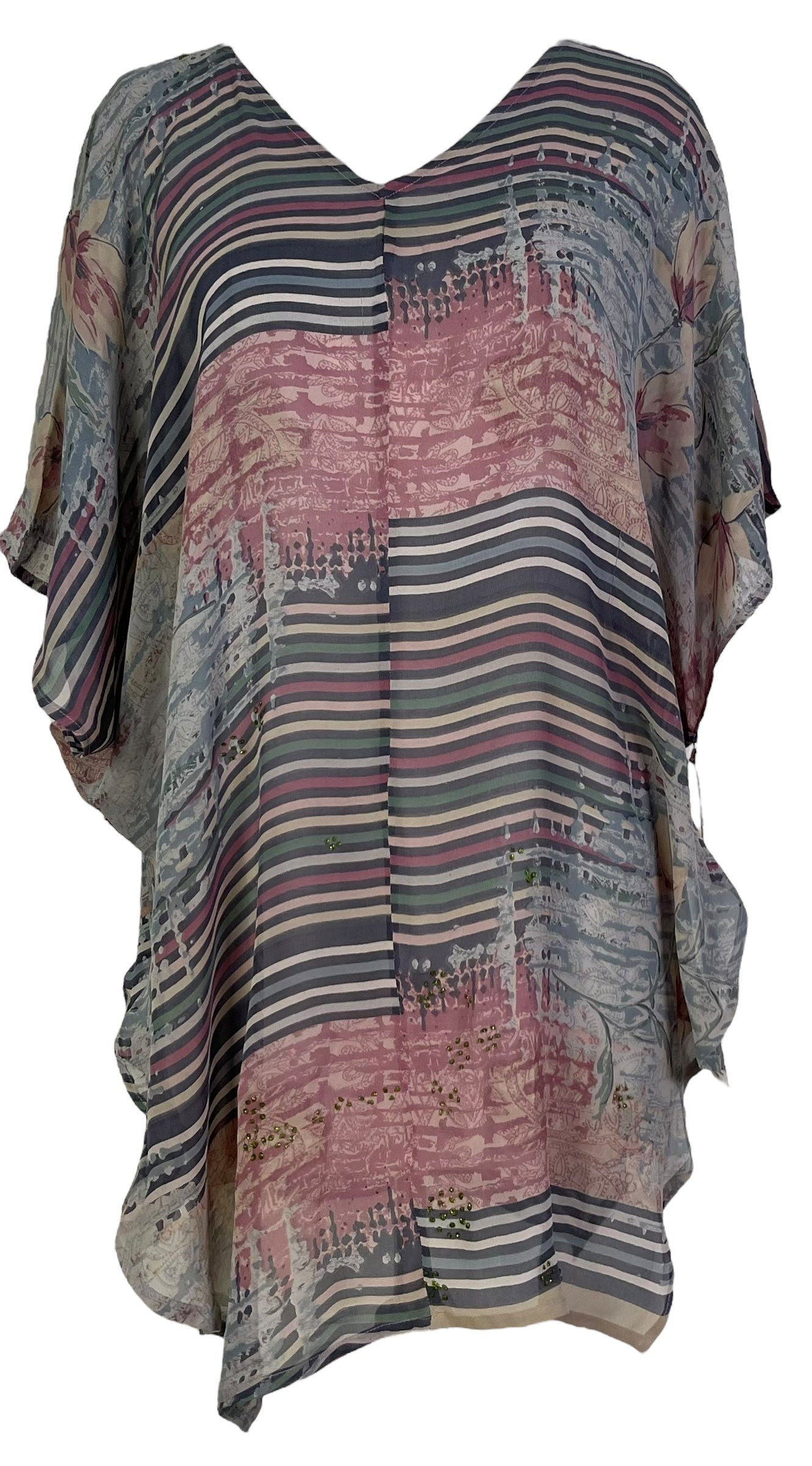 PRG6846 Sheer Avatar Pure Silk Waterfall Top