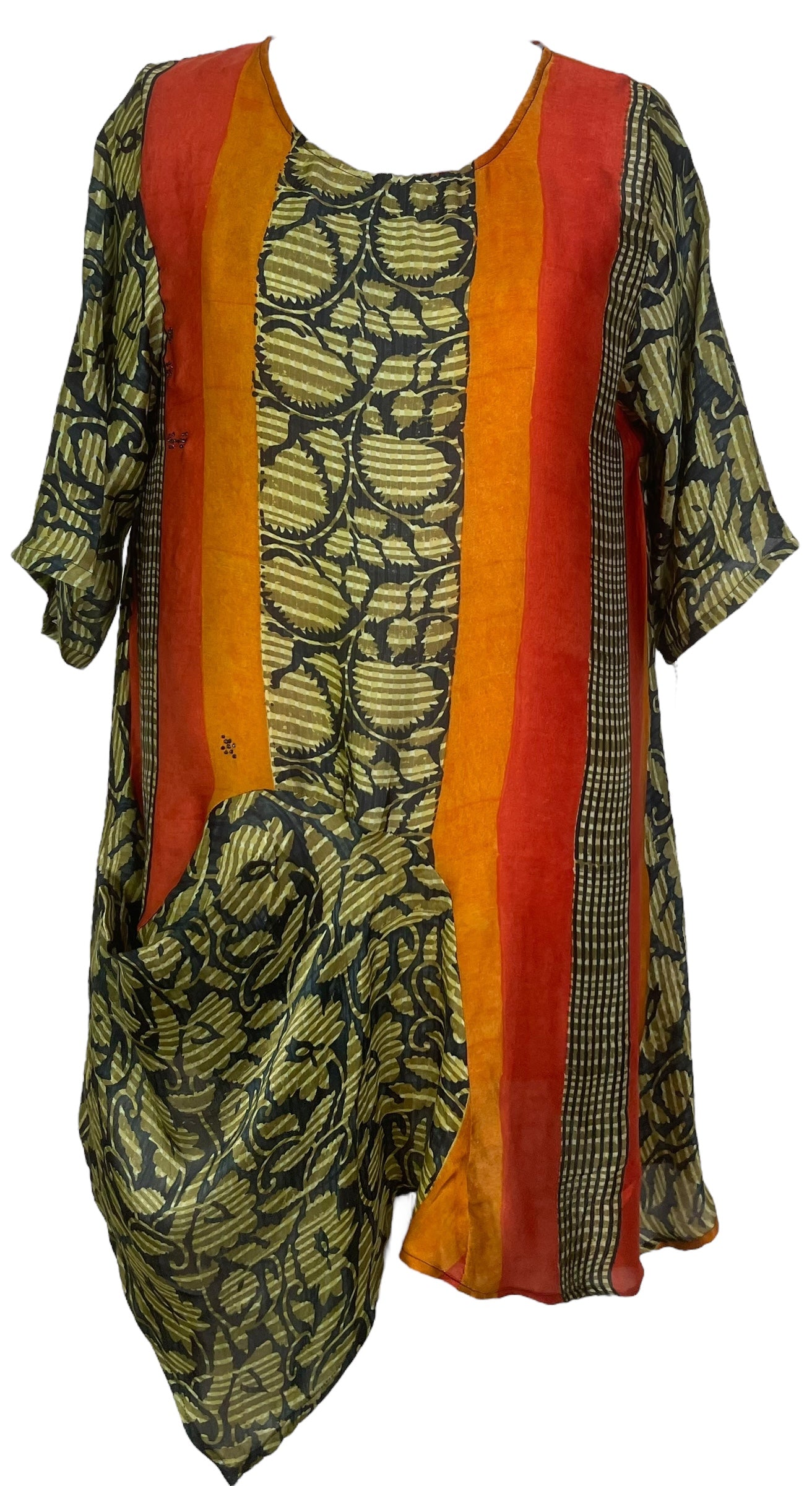 PRC7797 Avatar Pure Silk Self Pocket Tunic Dress