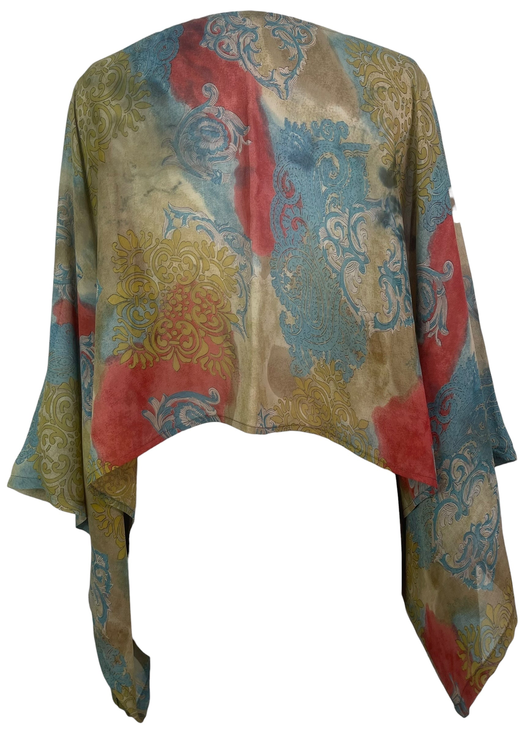 PREVIEW PRG8616 Sheer Wabi Sabi Pure Silk Kimono-Sleeved Top by FEBRUARY2026 – Handmade ethical Kimono Top from sariKNOTsari using upcycled silk. Designed in Canada for travel and slow fashion, loved from Toronto to LA to Sydney.