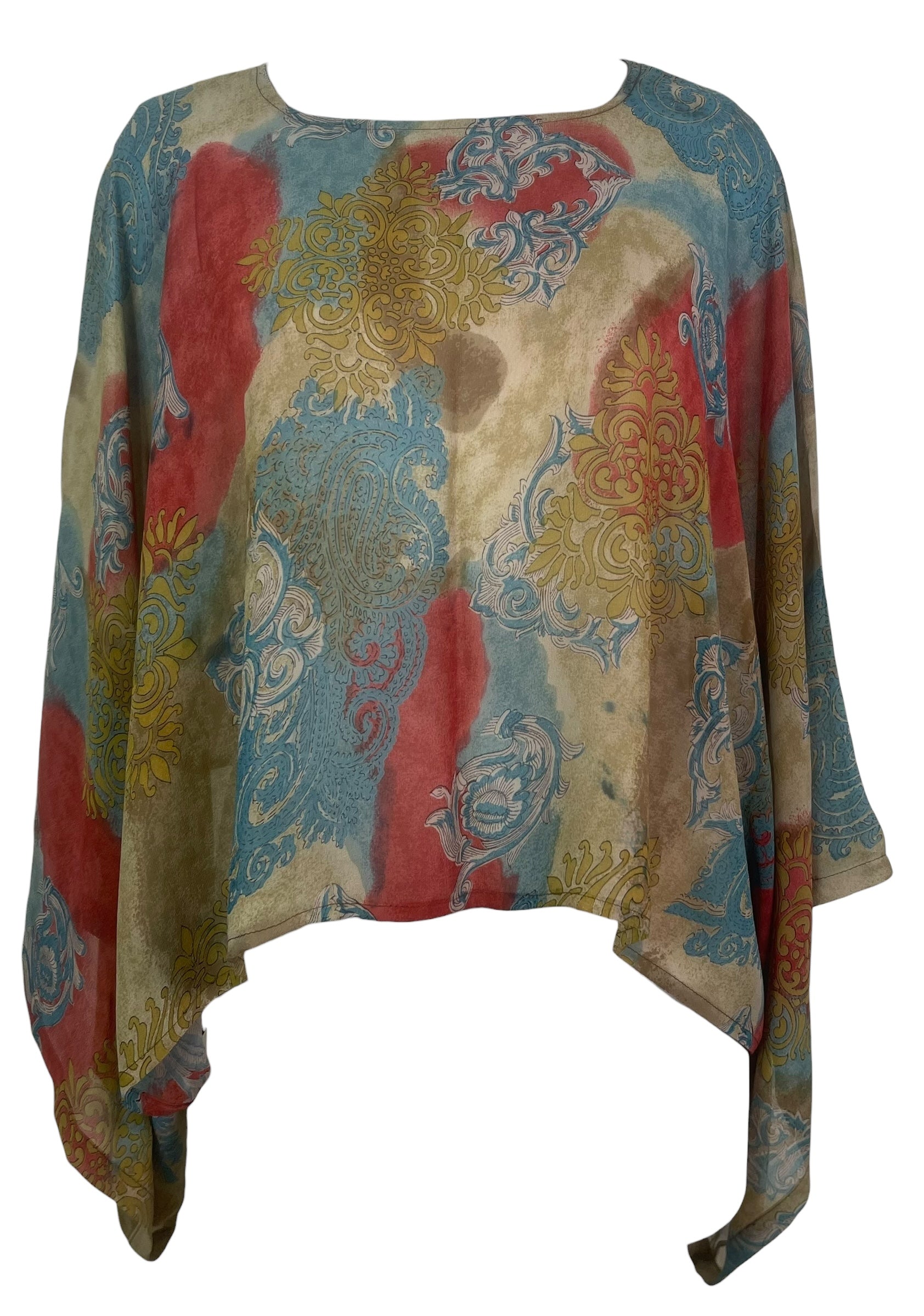PREVIEW PRG8616 Sheer Wabi Sabi Pure Silk Kimono-Sleeved Top by FEBRUARY2026 – Handmade ethical Kimono Top from sariKNOTsari using upcycled silk. Designed in Canada for travel and slow fashion, loved from Toronto to LA to Sydney.