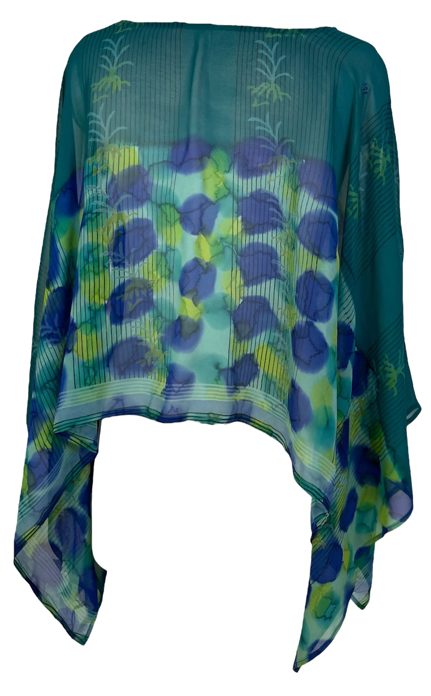 PRG7261 Sheer Avatar Pure Silk Capelet Poncho by sariKNOTsari – Handmade ethical Poncho from sariKNOTsari using upcycled silk. Designed in Canada for travel and slow fashion, loved from Toronto to LA to Sydney.