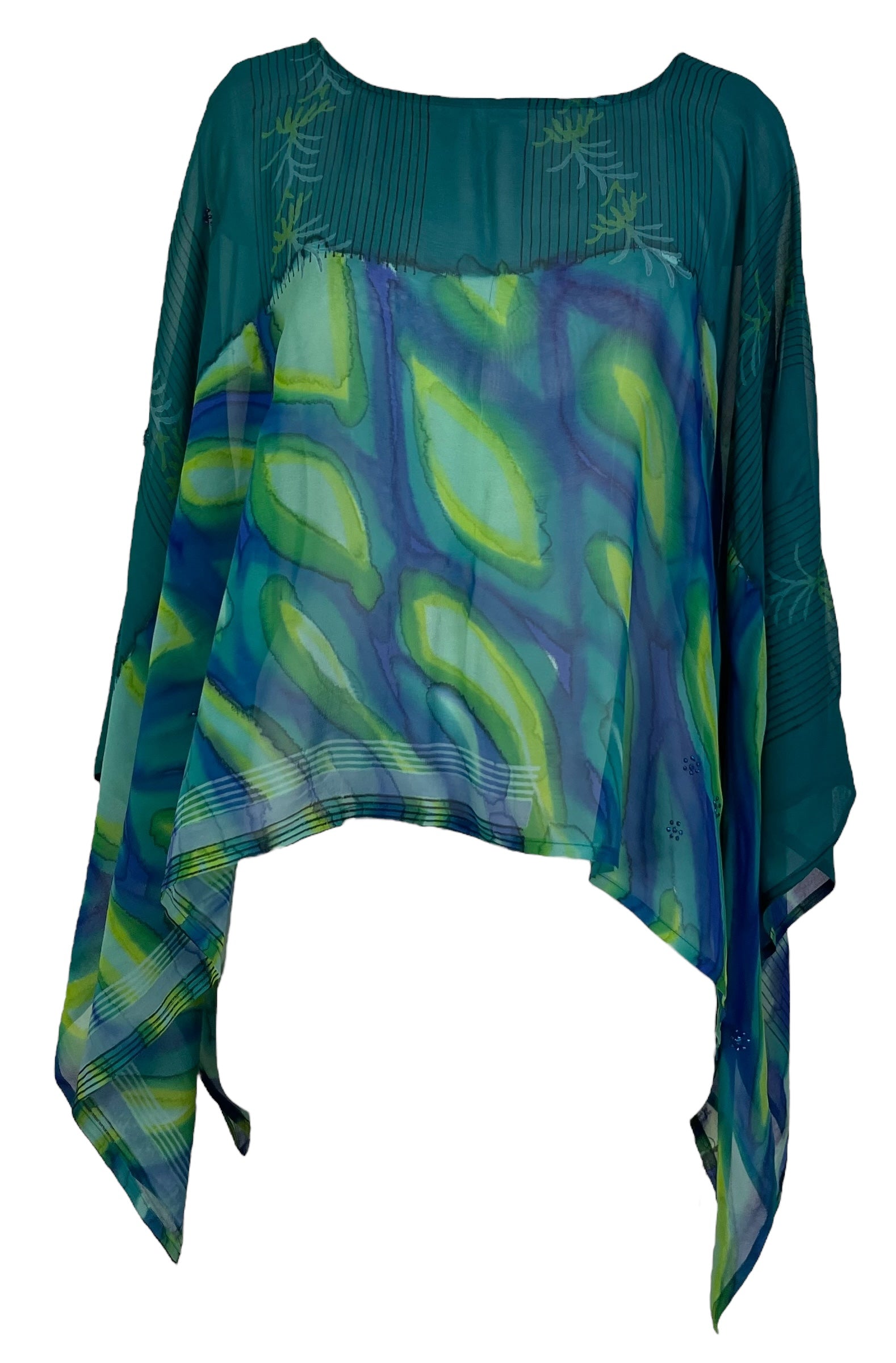PRG7261 Sheer Avatar Pure Silk Capelet Poncho by sariKNOTsari – Handmade ethical Poncho from sariKNOTsari using upcycled silk. Designed in Canada for travel and slow fashion, loved from Toronto to LA to Sydney.