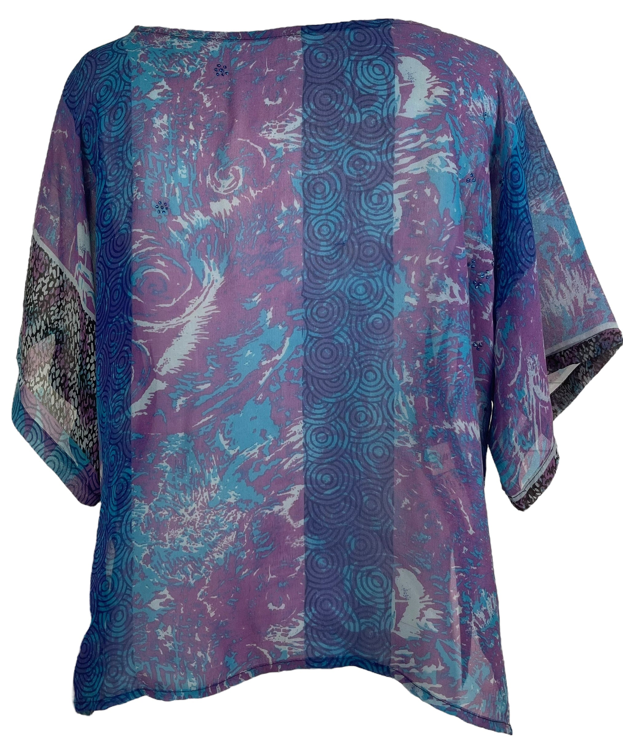 PRG8123 Sheer Avatar Pure Silk Side Slit Top