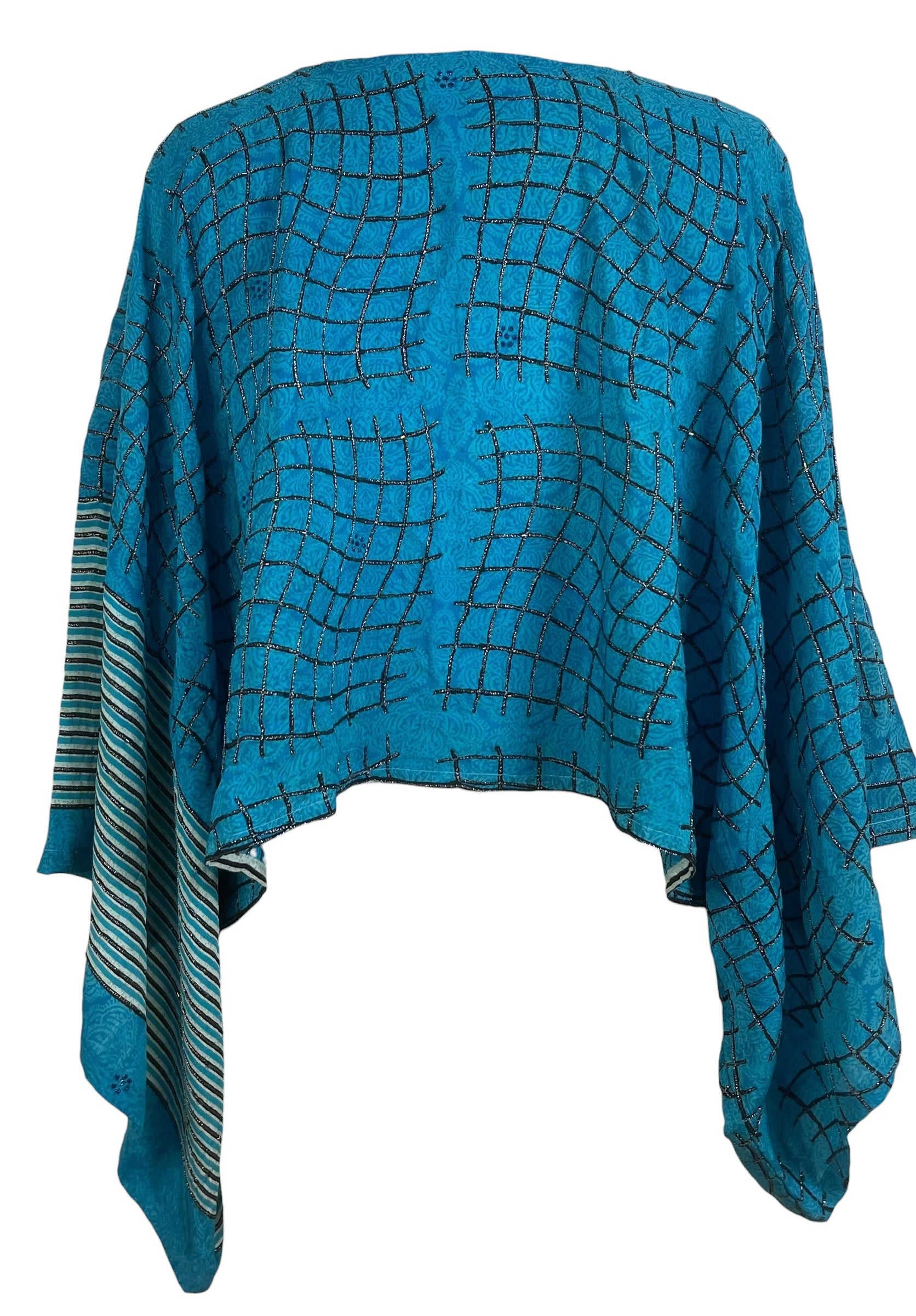 PREVIEW PRC8741  Avatar Pure Silk Kimono-Sleeved Top by MARCH2026 – Handmade ethical Kimono Top from sariKNOTsari using upcycled silk. Designed in Canada for travel and slow fashion, loved from Toronto to LA to Sydney. Featuring Zsiska, Bryn Walker and Artisan Leather coats by Rejean Pepin, Pepin designs