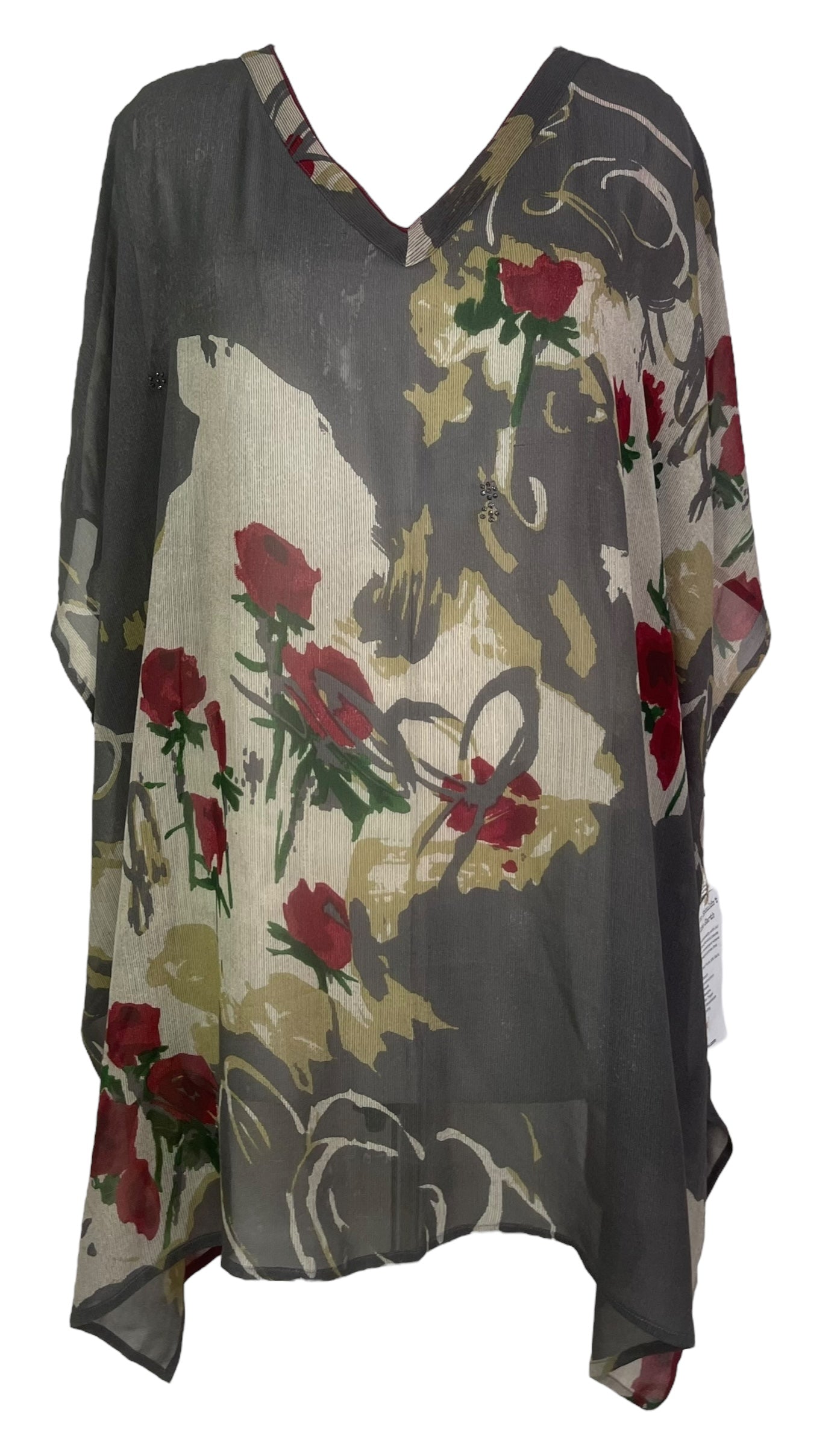 PRG8046 Sheer Avatar Pure Silk Short Kaftan Tunic with Slits