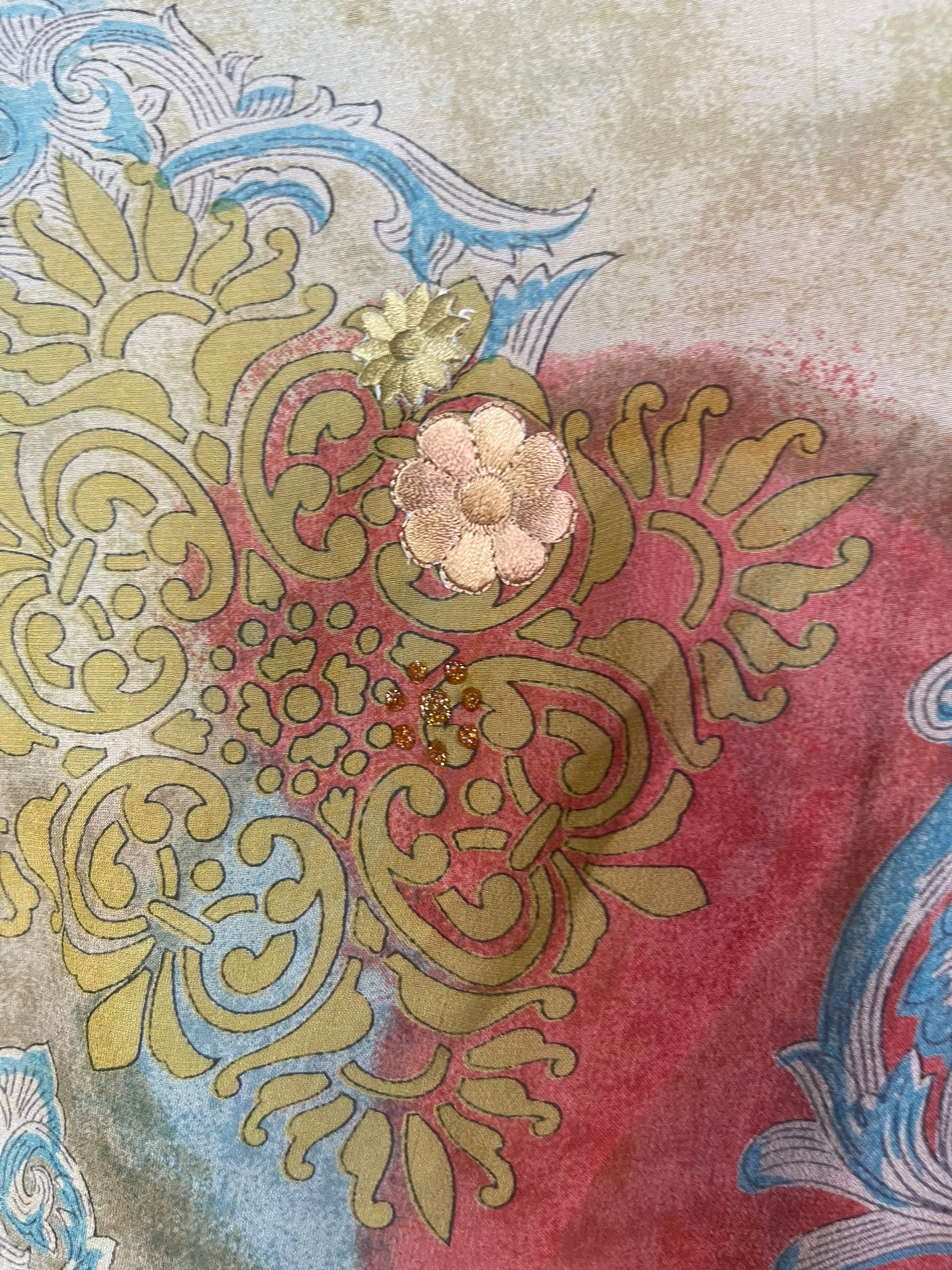 PRG8616 Sheer Wabi Sabi Pure Silk Kimono-Sleeved Jacket with Belt