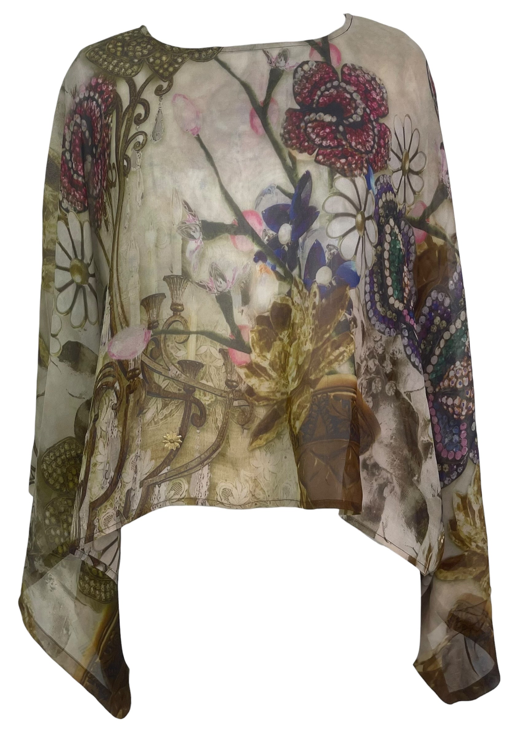 PREVIEW PRG8621  Sheer Wabi Sabi Pure Silk Kimono-Sleeved Top