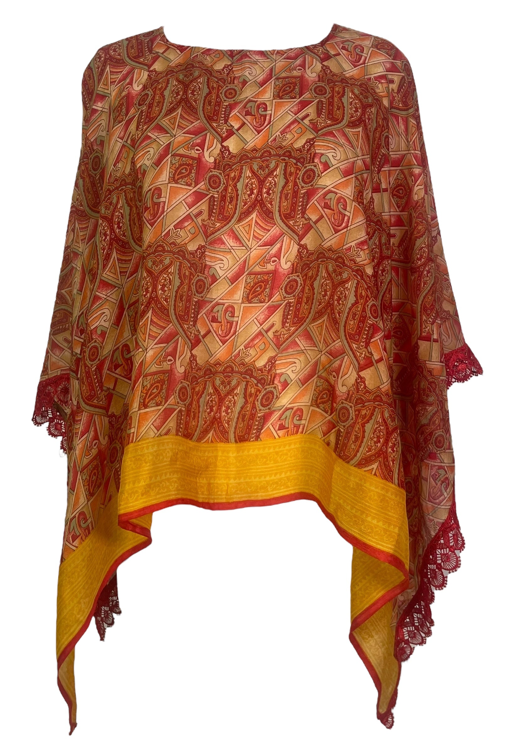 PREVIEW PRC7964A Avatar Pure Silk Capelet Poncho by DECEMBER2025 – Handmade ethical Poncho from sariKNOTsari using upcycled silk. Designed in Canada for travel and slow fashion, loved from Toronto to LA to Sydney.