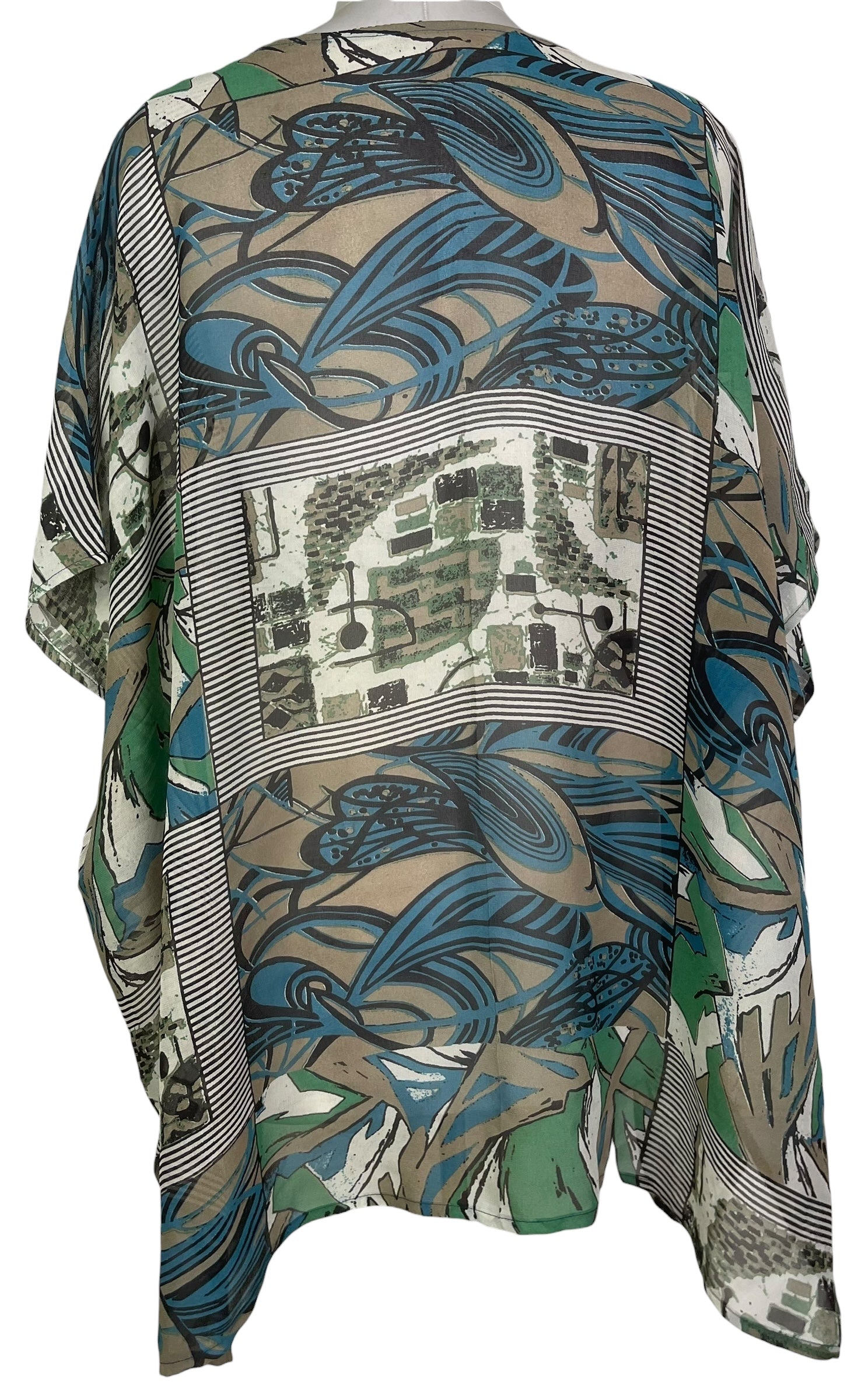 PREVIEW PRG8431 Sheer  Avatar Pure Silk Short Kaftan Tunic with Slits by FEBRUARY2026 – Handmade ethical Short Kaftan from sariKNOTsari using upcycled silk. Designed in Canada for travel and slow fashion, loved from Toronto to LA to Sydney.