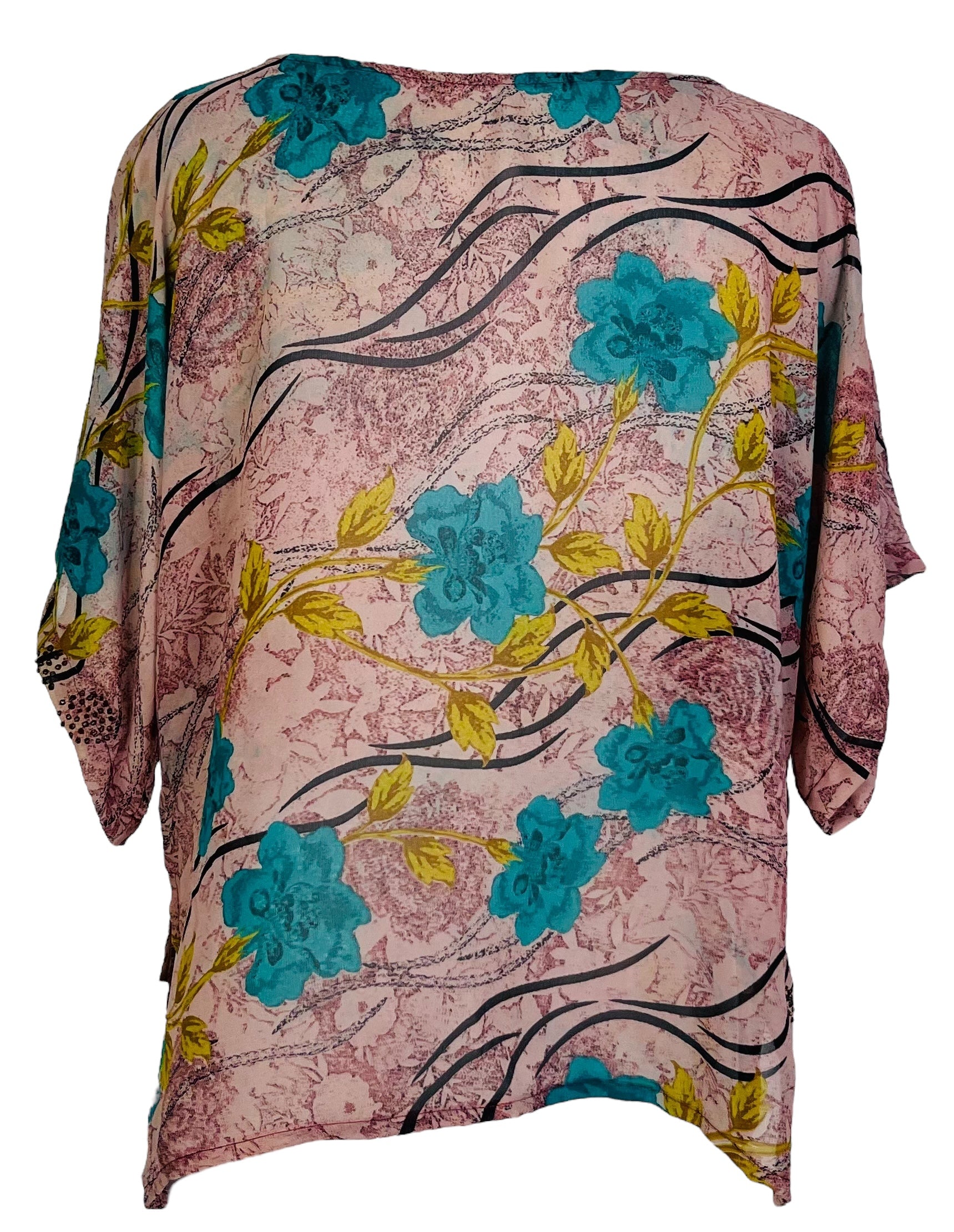 PRG7173 Sheer Wabi Sabi Pure Silk Side Slit Top