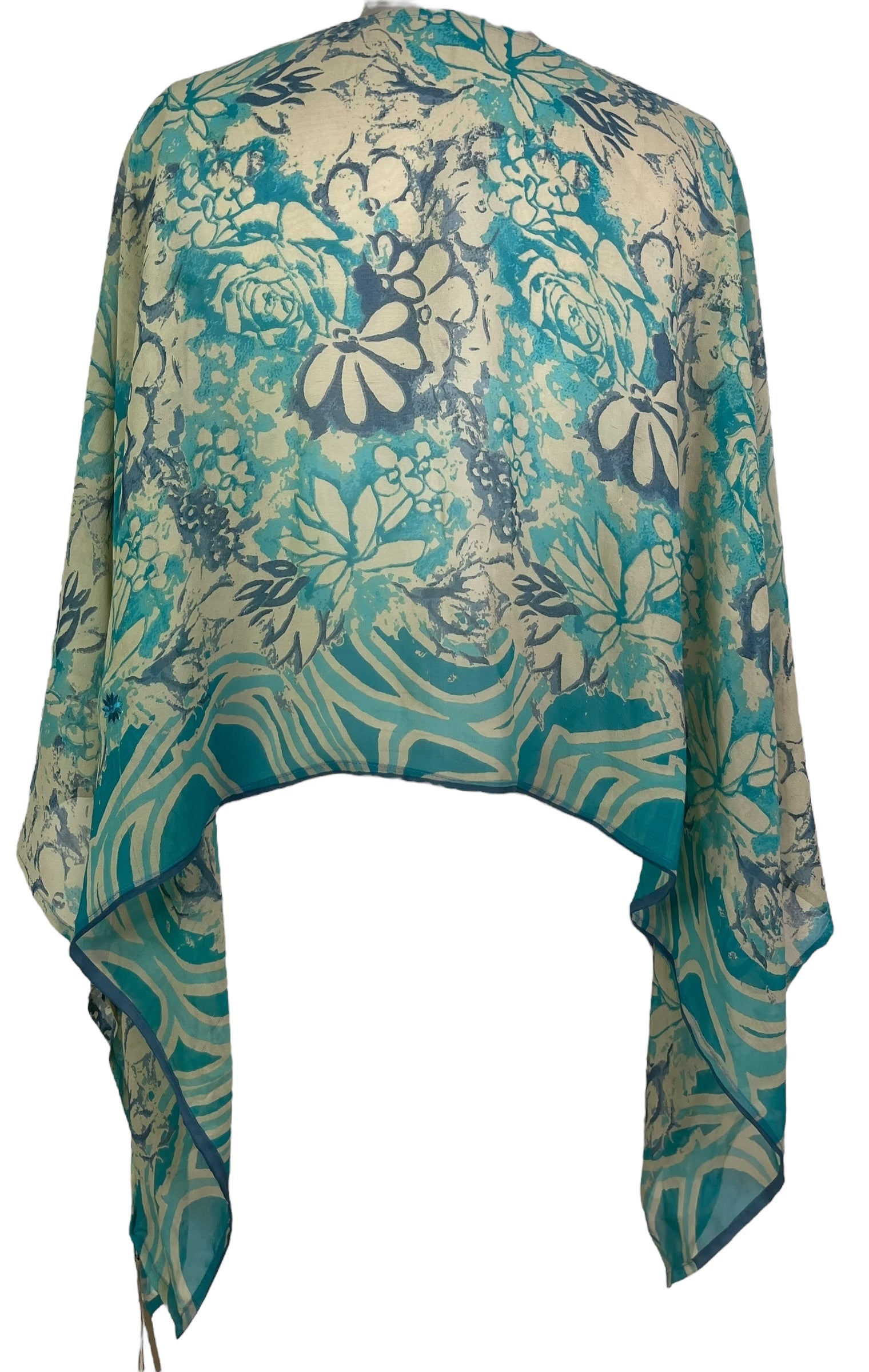 PREVIEW PRG7998 Sheer  Pure Silk Wabi Sabi Capelet Poncho by DECEMBER2025 – Handmade ethical Poncho from sariKNOTsari using upcycled silk. Designed in Canada for travel and slow fashion, loved from Toronto to LA to Sydney.