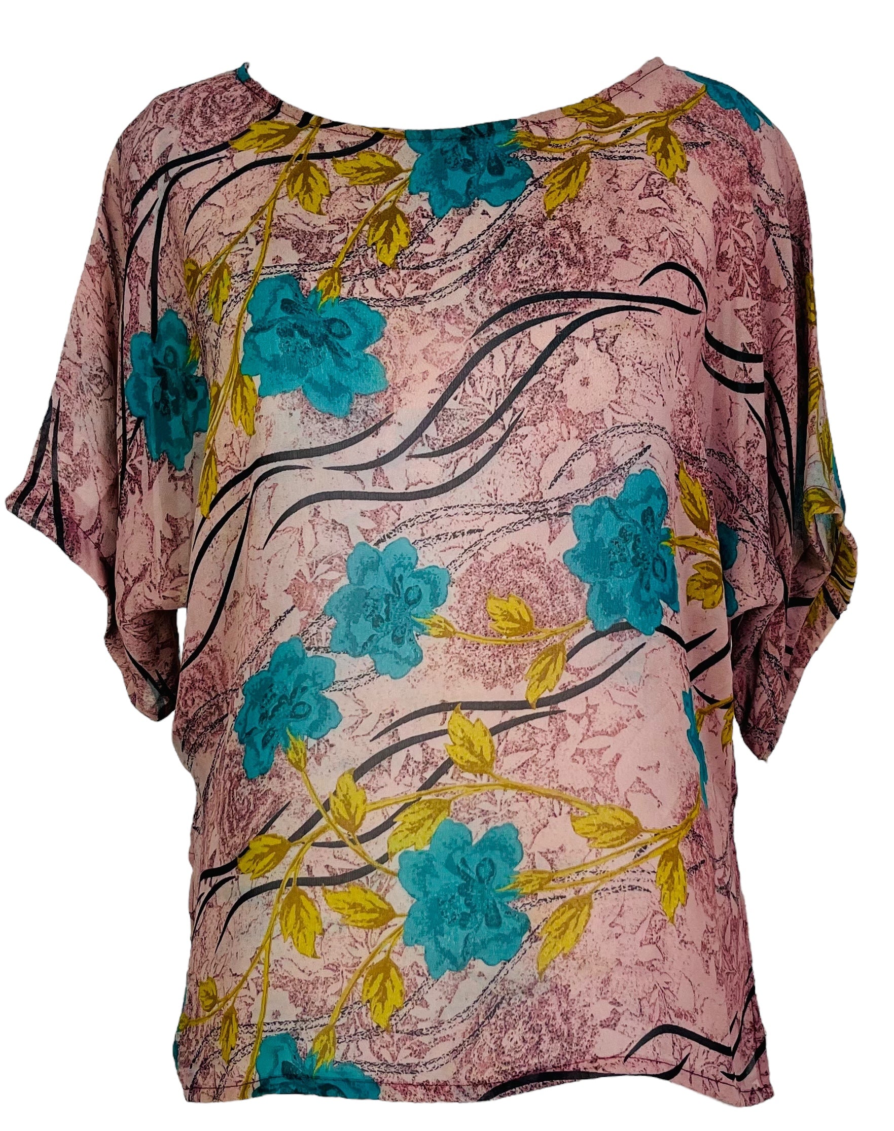 PRG7173 Sheer Wabi Sabi Pure Silk Side Slit Top