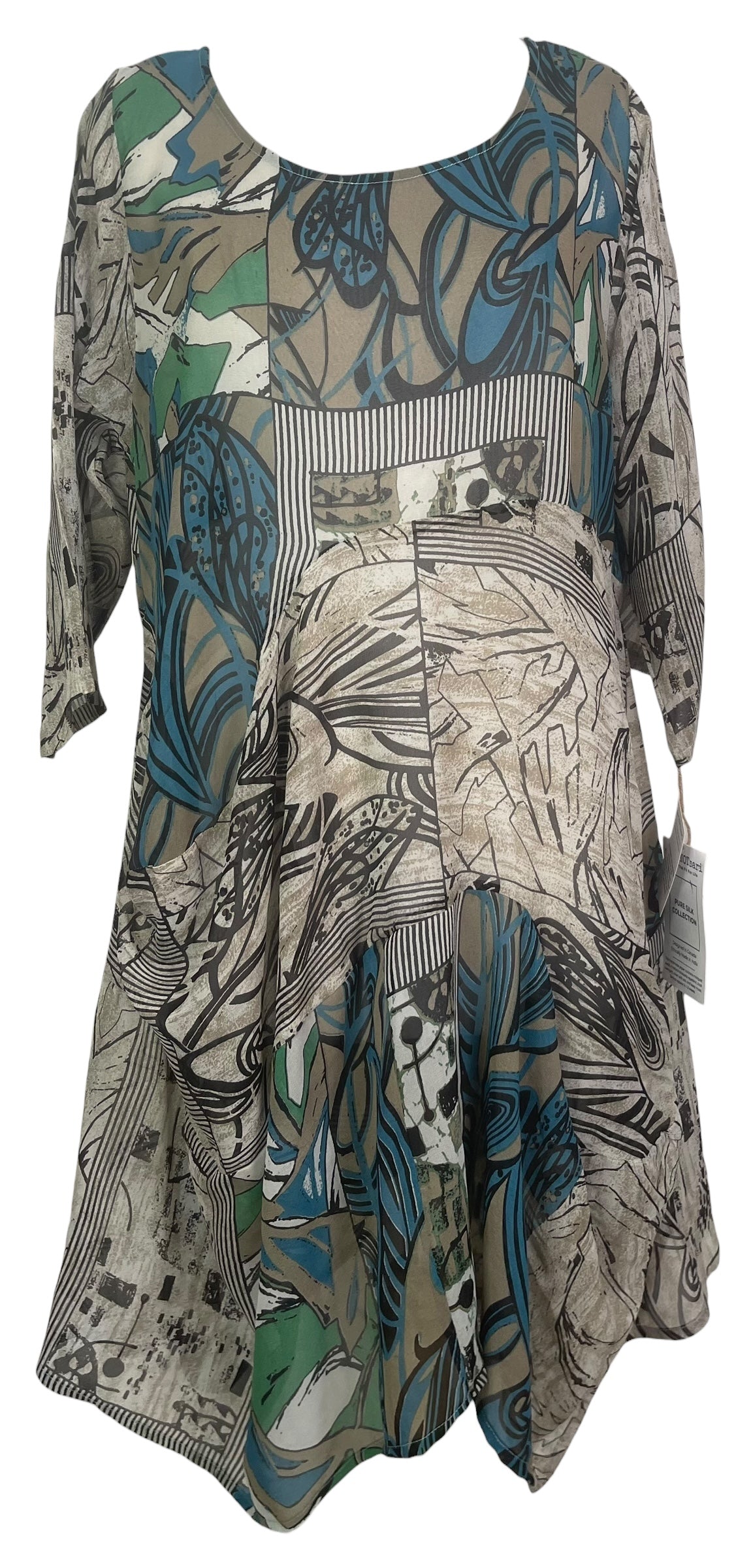 PREVIEW PRG8431 Sheer Avatar Pure Silk Sculptural Long Tunic Dress by FEBRUARY2026 – Handmade ethical Sculptural Dress from sariKNOTsari using upcycled silk. Designed in Canada for travel and slow fashion, loved from Toronto to LA to Sydney.