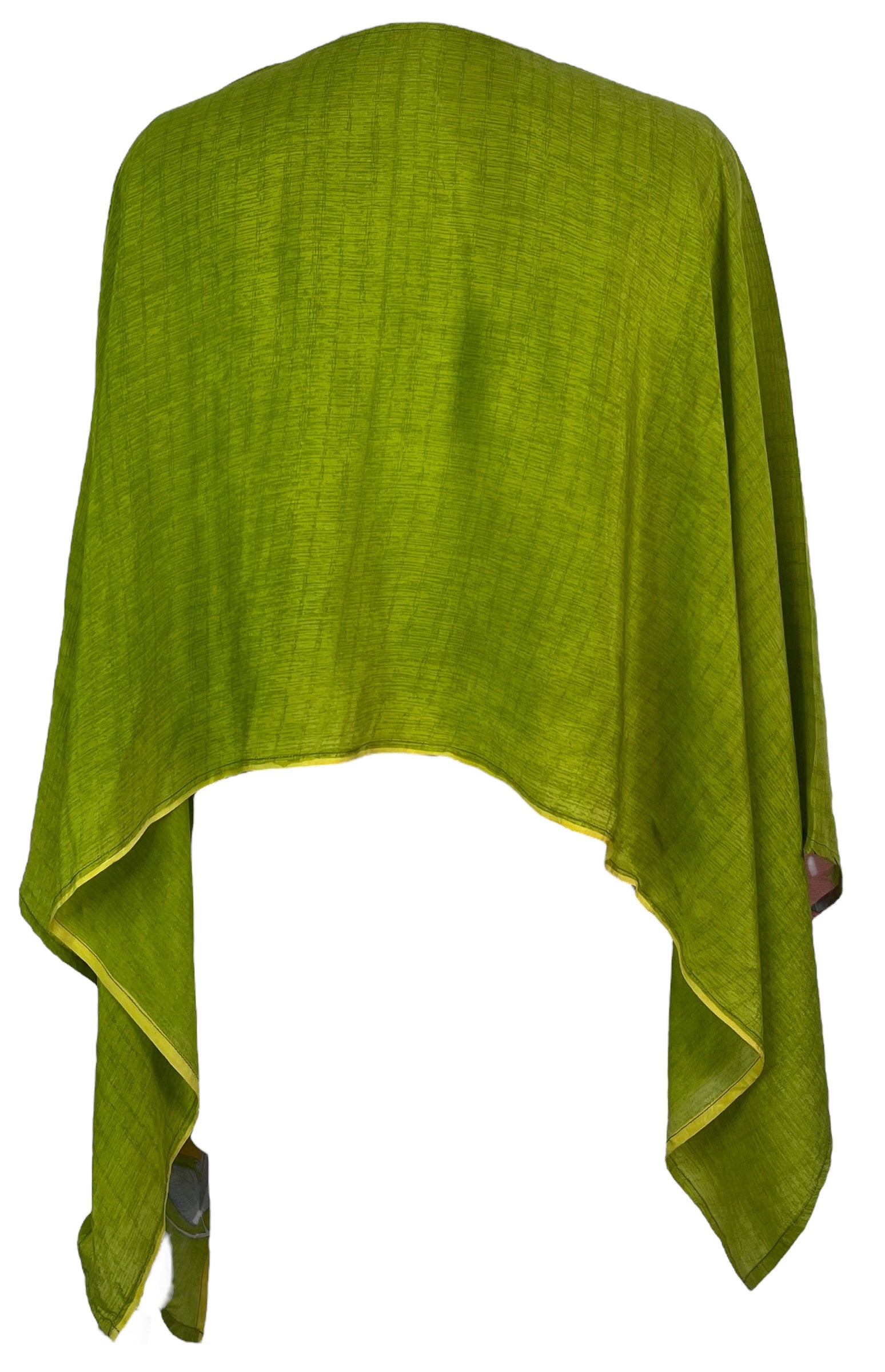 PREVIEW PRC7638 Pure Silk Wabi Sabi Capelet Poncho by DECEMBER2025 – Handmade ethical Poncho from sariKNOTsari using upcycled silk. Designed in Canada for travel and slow fashion, loved from Toronto to LA to Sydney.