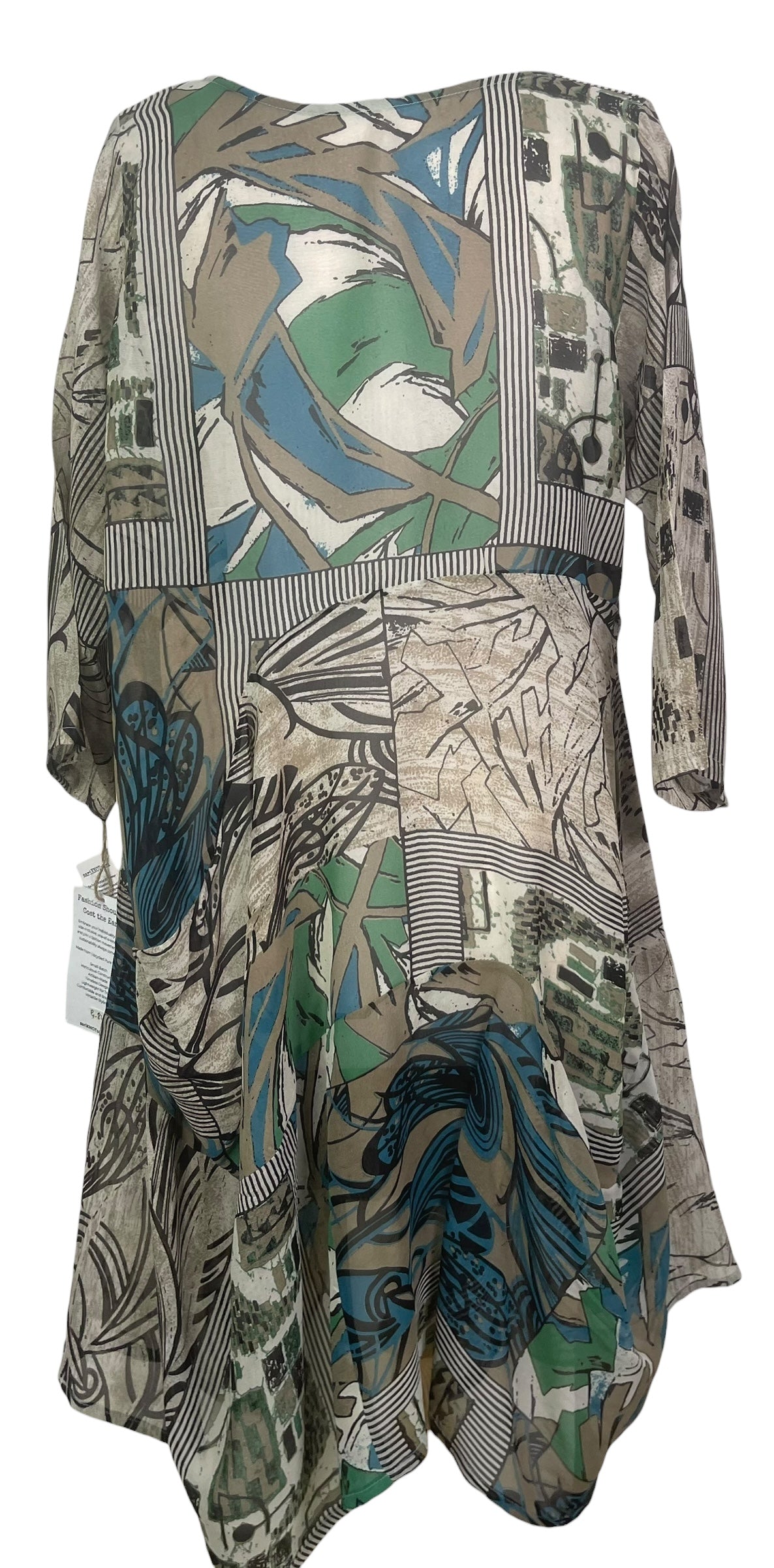 PREVIEW PRG8431 Sheer Avatar Pure Silk Sculptural Long Tunic Dress by FEBRUARY2026 – Handmade ethical Sculptural Dress from sariKNOTsari using upcycled silk. Designed in Canada for travel and slow fashion, loved from Toronto to LA to Sydney.