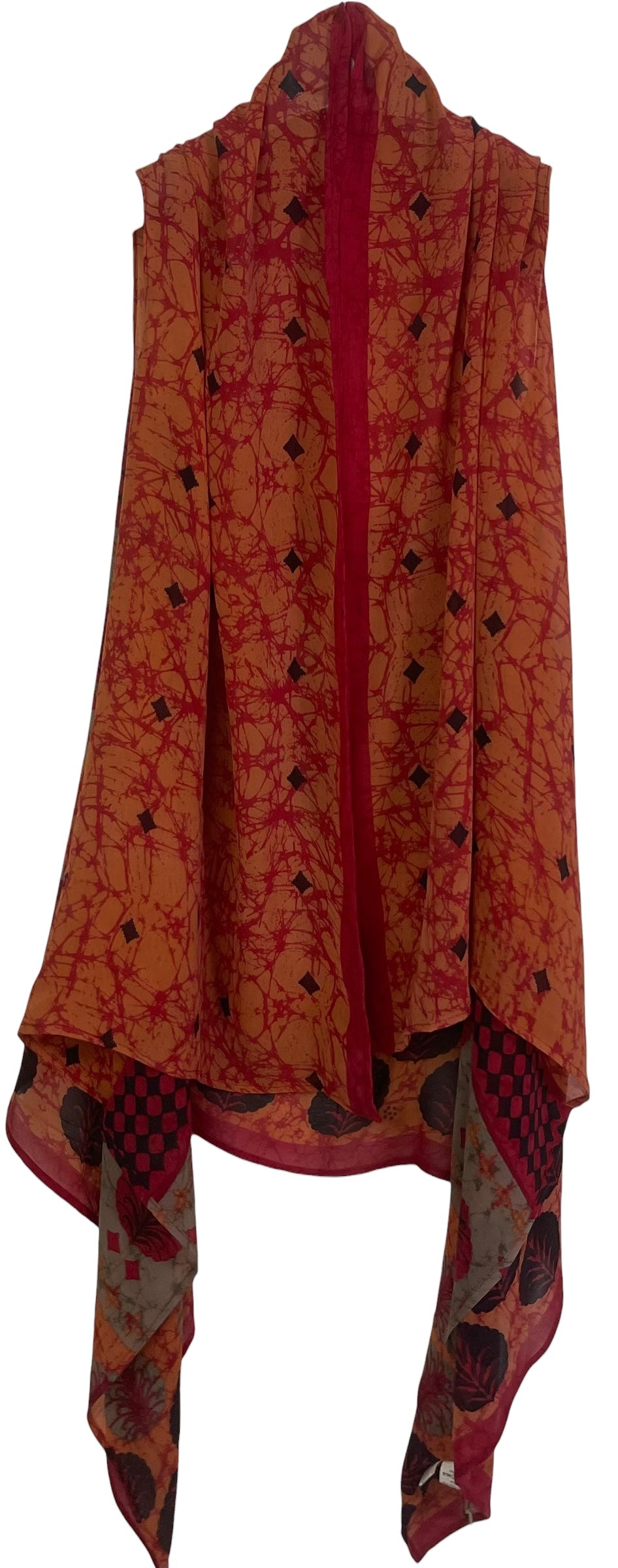 PREVIEW PRG8660 Sheer Avatar Pure Silk Versatile Vest by MARCH2026 – Handmade ethical Vest from sariKNOTsari using upcycled silk. Designed in Canada for travel and slow fashion, loved from Toronto to LA to Sydney. Featuring Zsiska, Bryn Walker and Artisan Leather coats by Rejean Pepin, Pepin designs