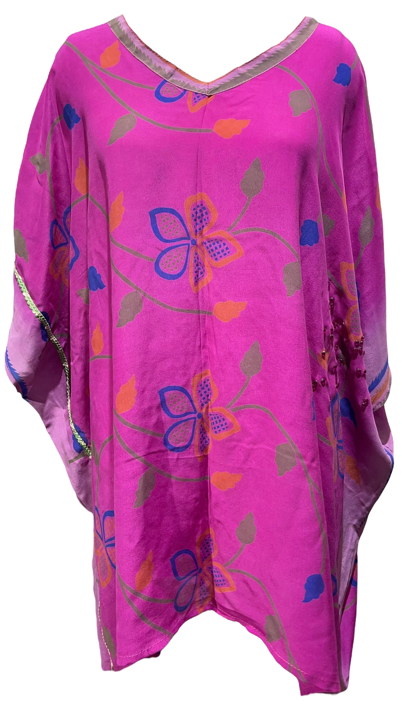 PRC5126 Wabi Sabi Pure Silk Short Kaftan Tunic