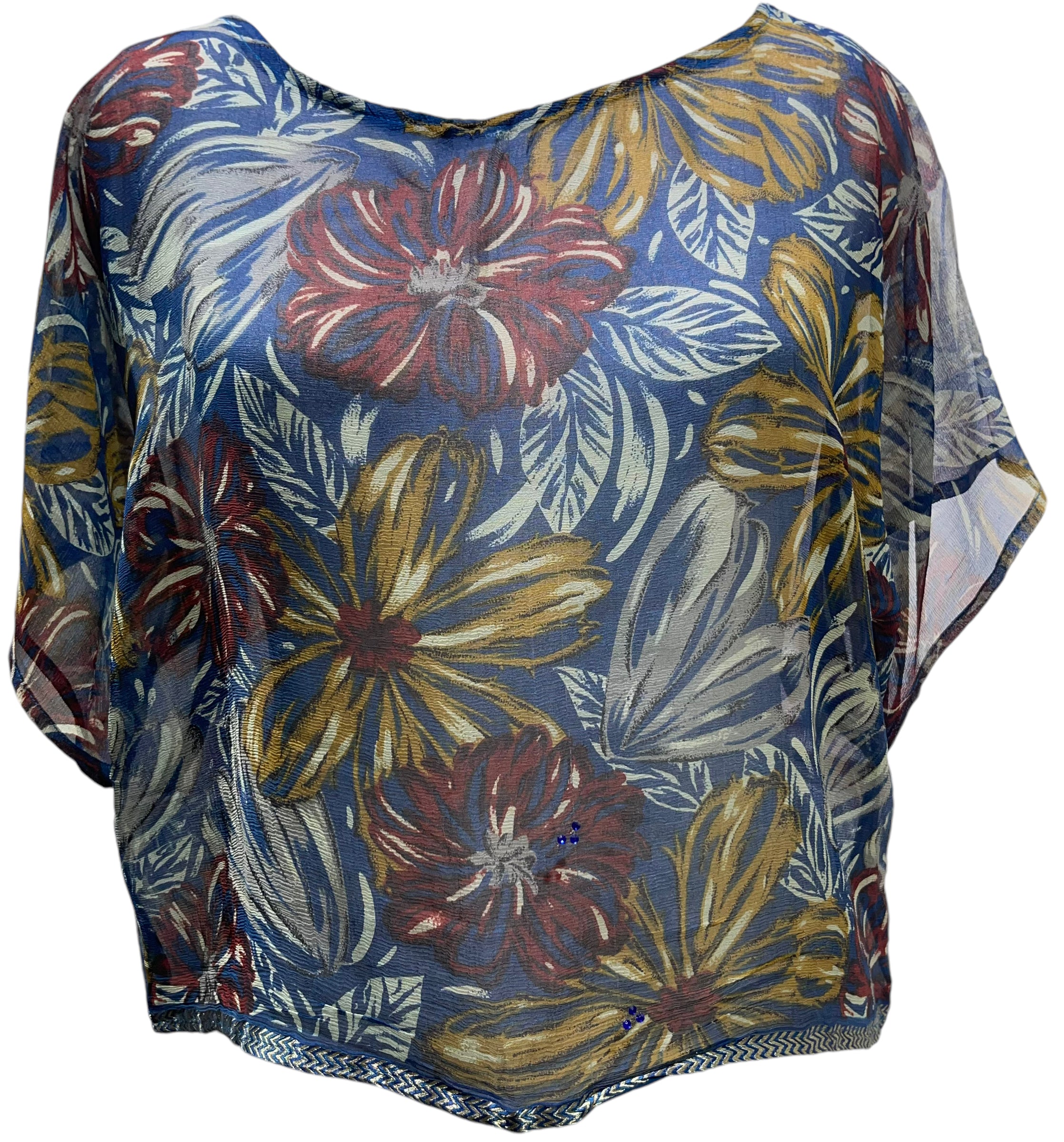 PCH4951 Sheer Chiffon Avatar Pure Silk Boxy Top