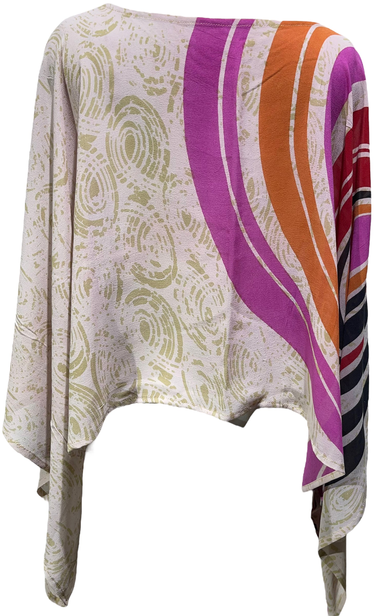 PRG4591 Sheer Wabi Sabi Pure Silk Kimono-Sleeved Top